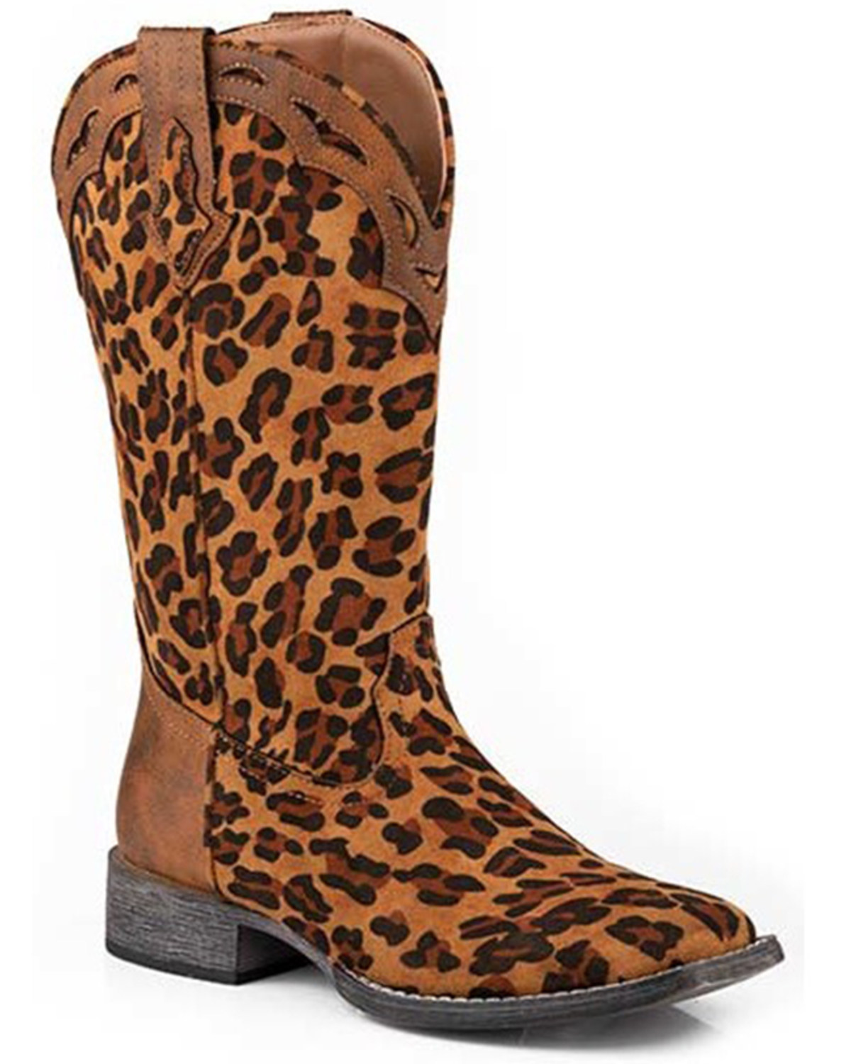 Roper Women's Stella Leopard Print Western Boots - Broad Square Toe