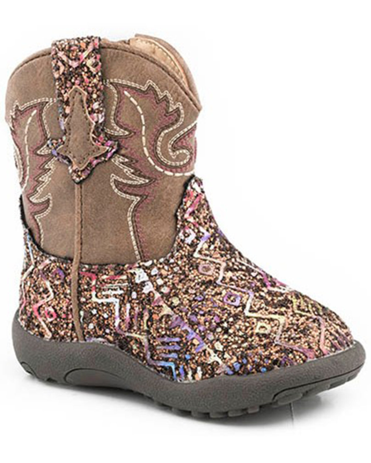 Roper Infant Girls' Glitter Southwestern Boots - Square Toe