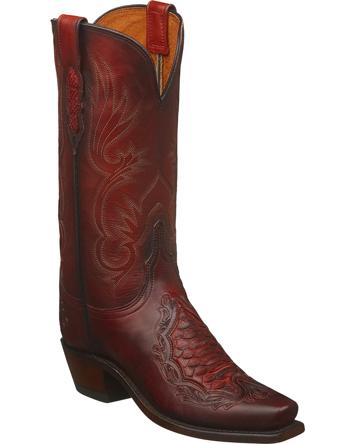 womens red square toe cowboy boots