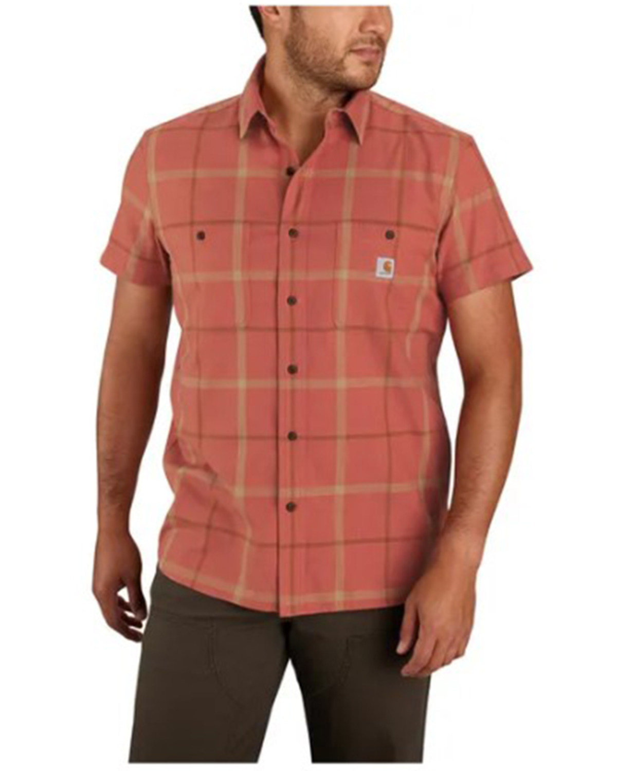 Carhartt Men's Relaxed Fit Lightweight Short Sleeve Button-Down Plaid Work Shirt