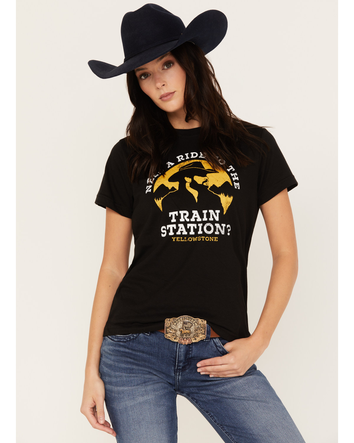 Changes Women's Yellowstone Train Station Short Sleeve Graphic Tee
