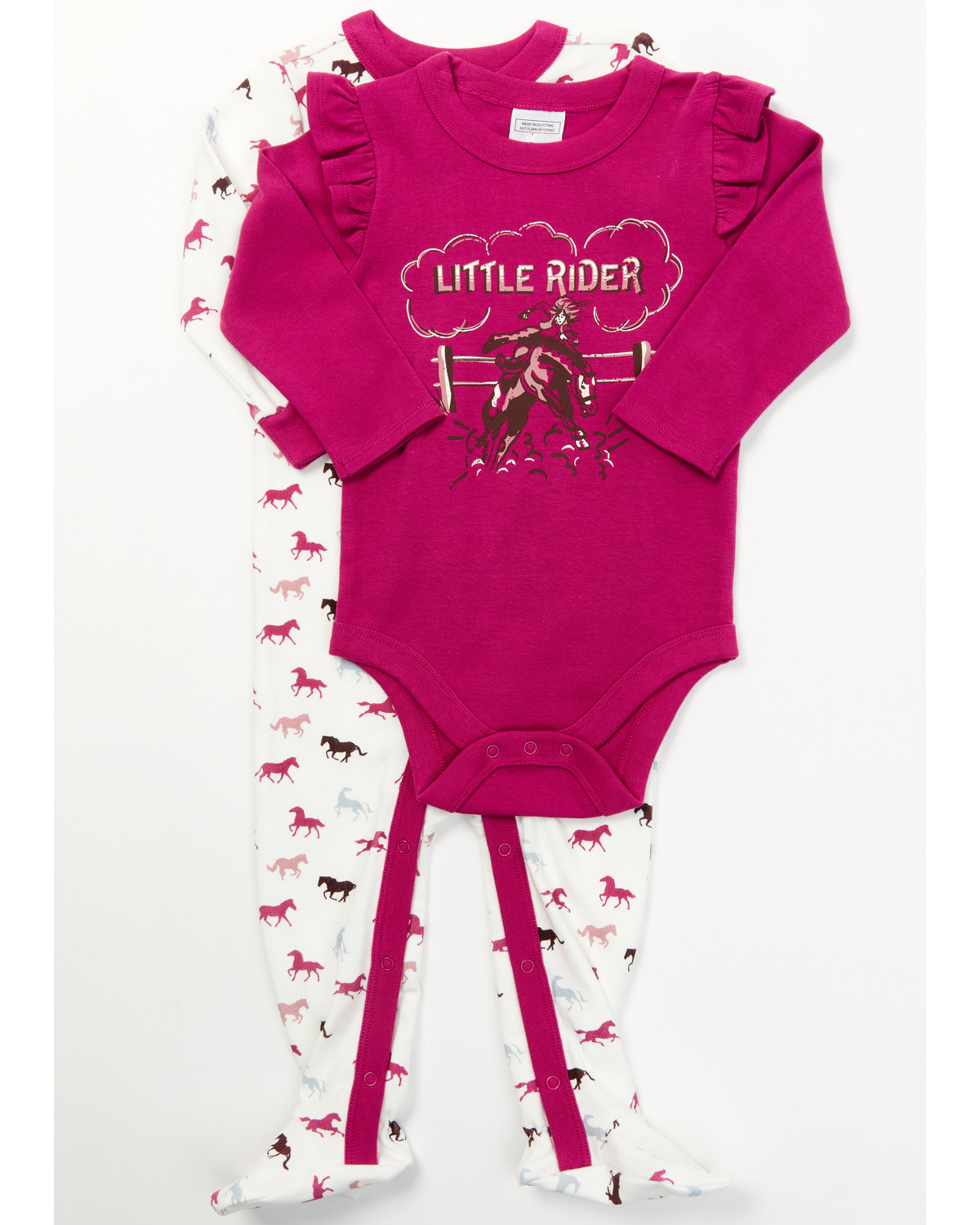 Shyanne Infant Girls' Little Rider Onesie 2-Piece Pajama Set