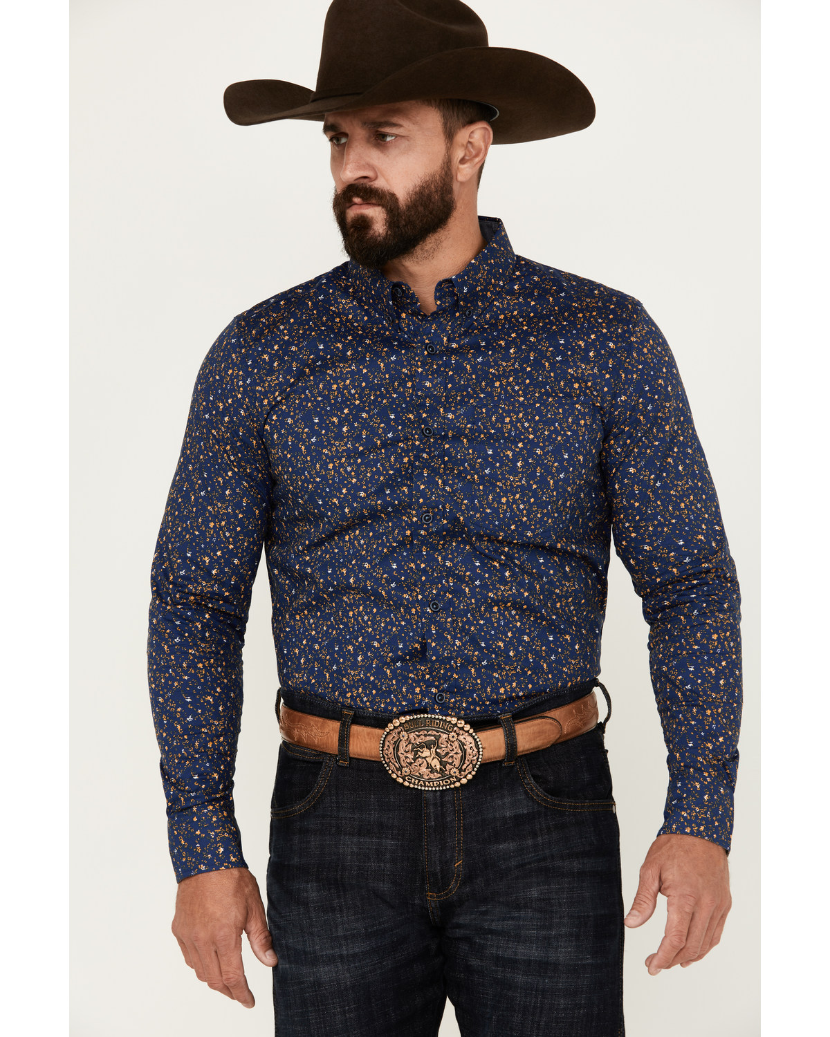 Cody James Men's Meadowlark Floral Print Long Sleeve Button-Down Stretch Western Shirt - Tall