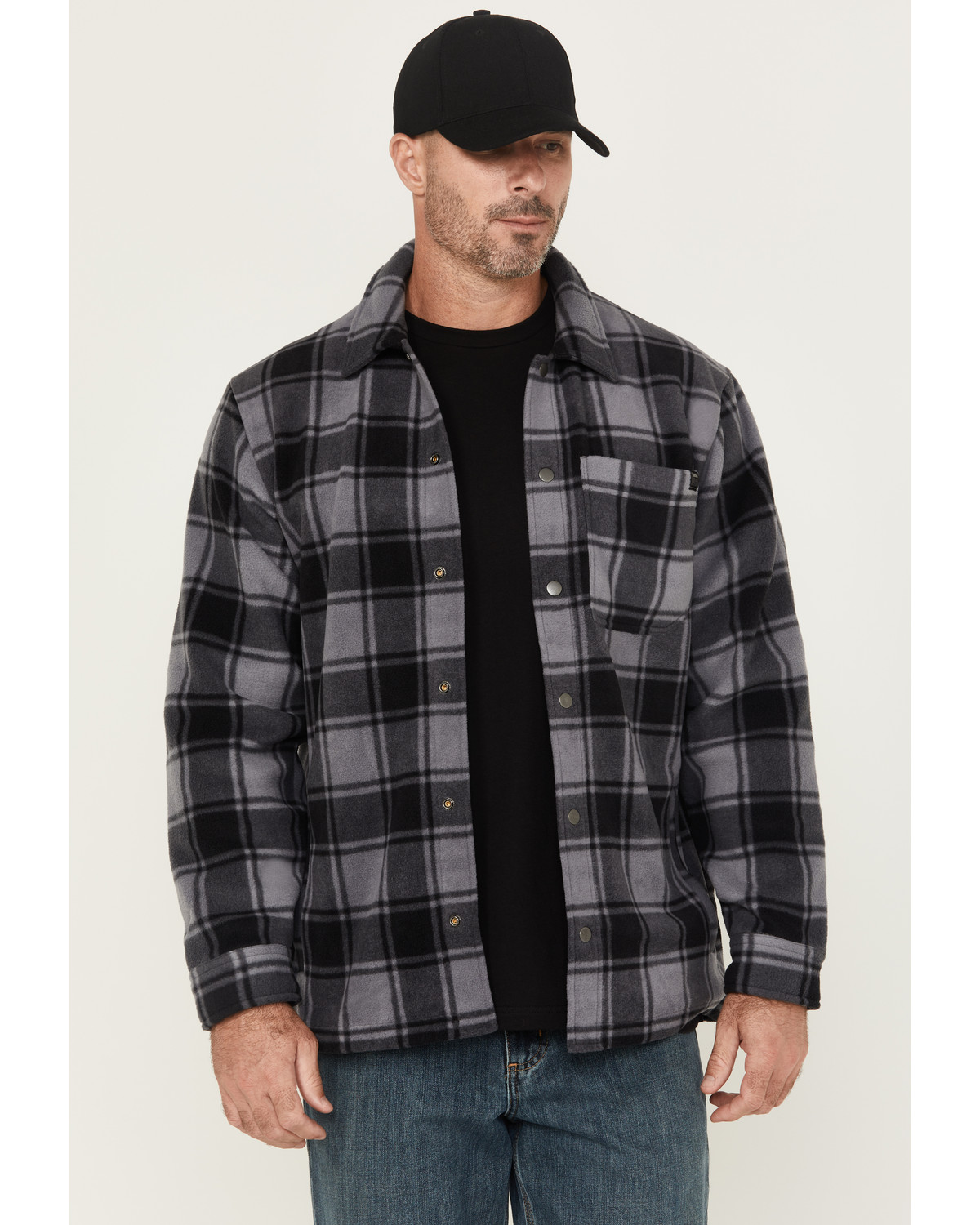 Timberland PRO Men's Gritman Plaid Print Heavyweight Fleece Long Sleeve Snap Shirt