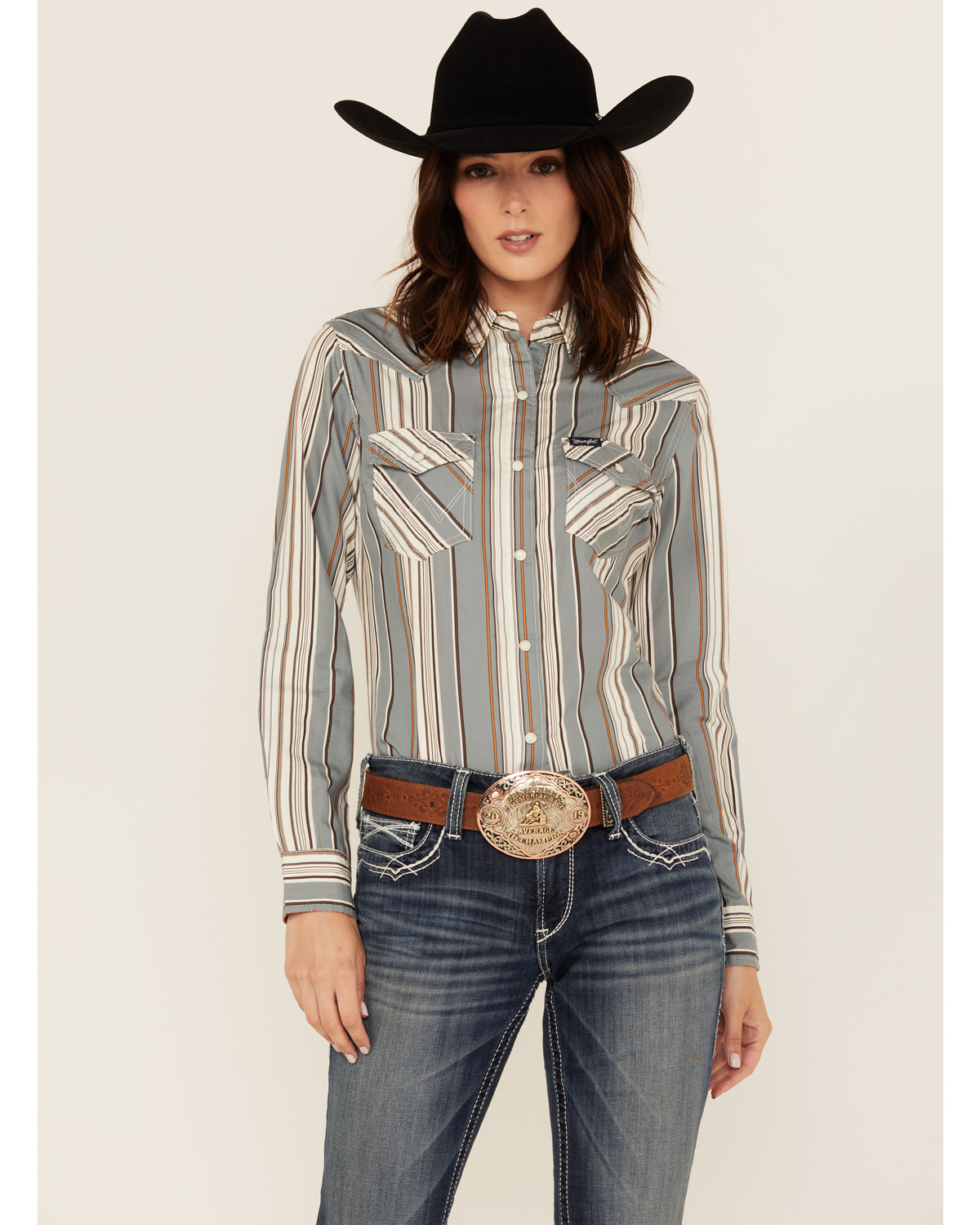 Wrangler Retro Women's Striped Long Sleeve Snap Western Shirt
