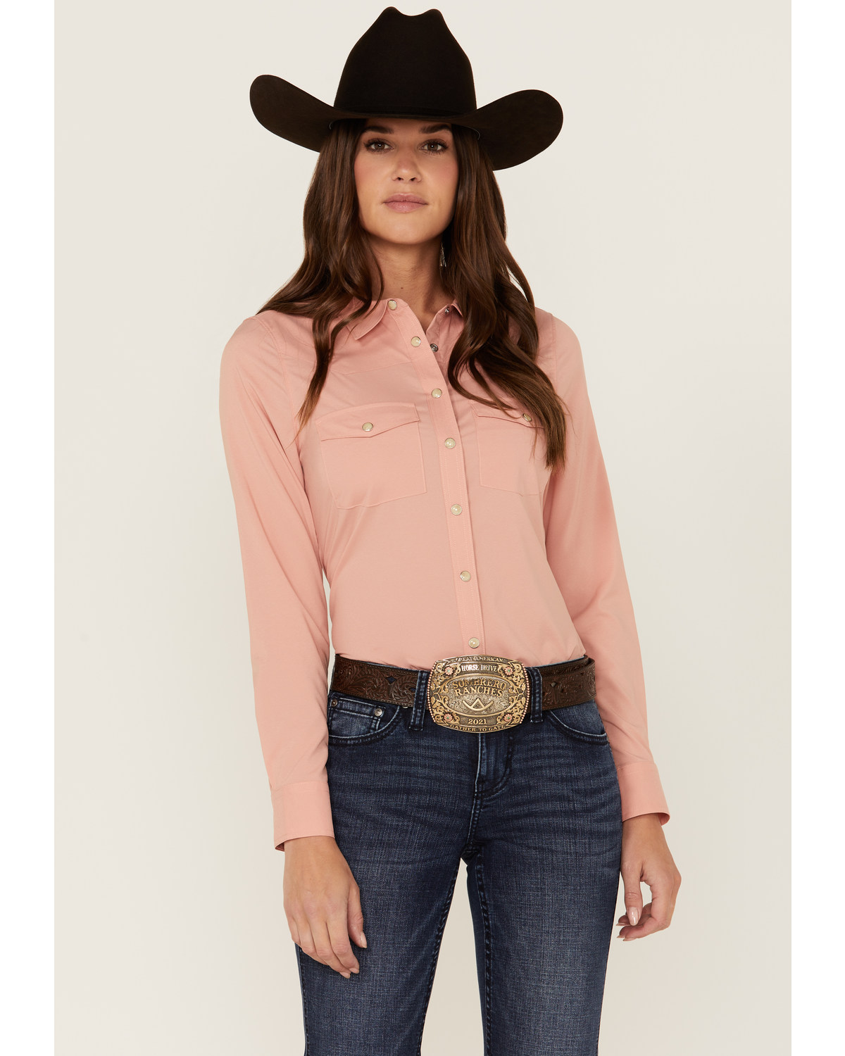 RANK 45® Women's Outdoor Vented Yoke Long Sleeve Riding Snap Western Shirt