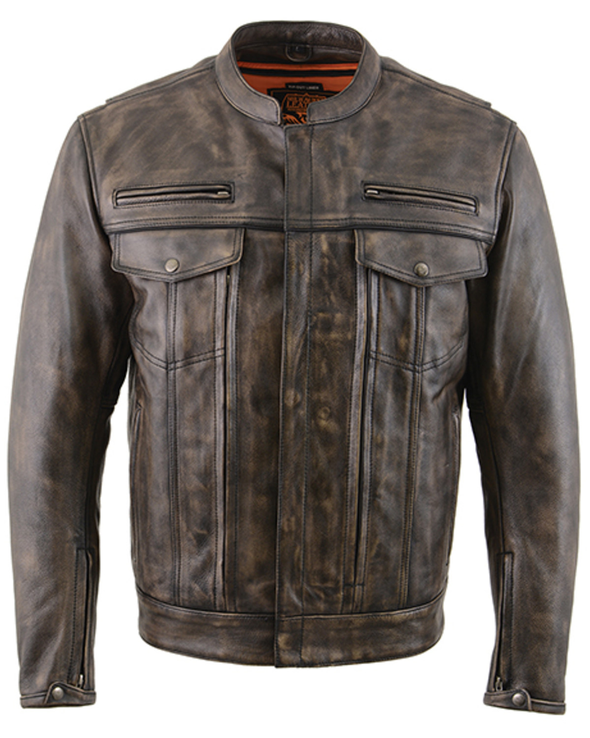 Milwaukee Leather Men's Distressed Concealed Carry Motorcycle Jacket