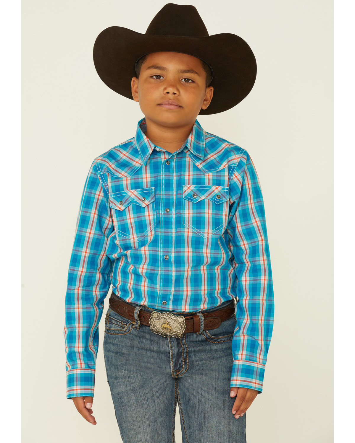 Cody James Boys' Briar Patch Plaid Long Sleeve Snap Western Shirt