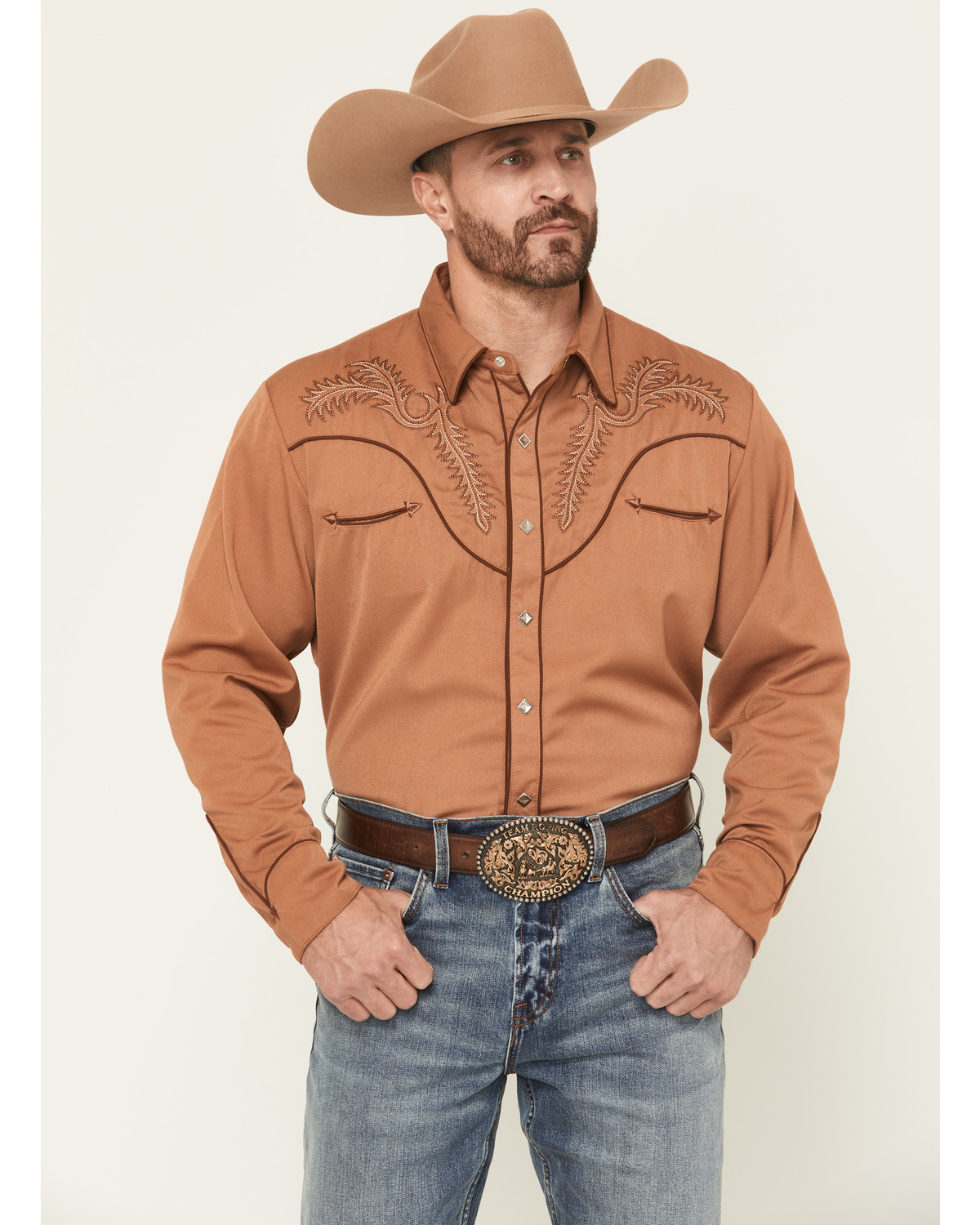 Scully Men's Embroidered Long Sleeve Snap Western Shirt - Big