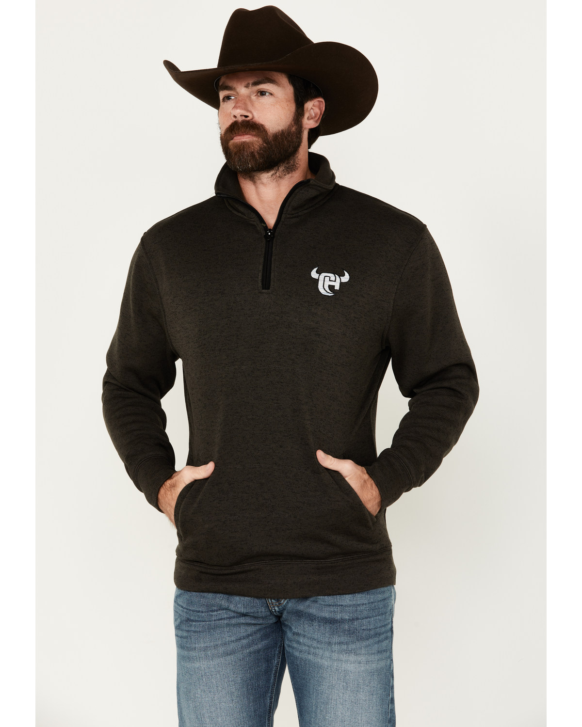 Cowboy Hardware Men's Speckle Logo 1/4 Zip Pullover