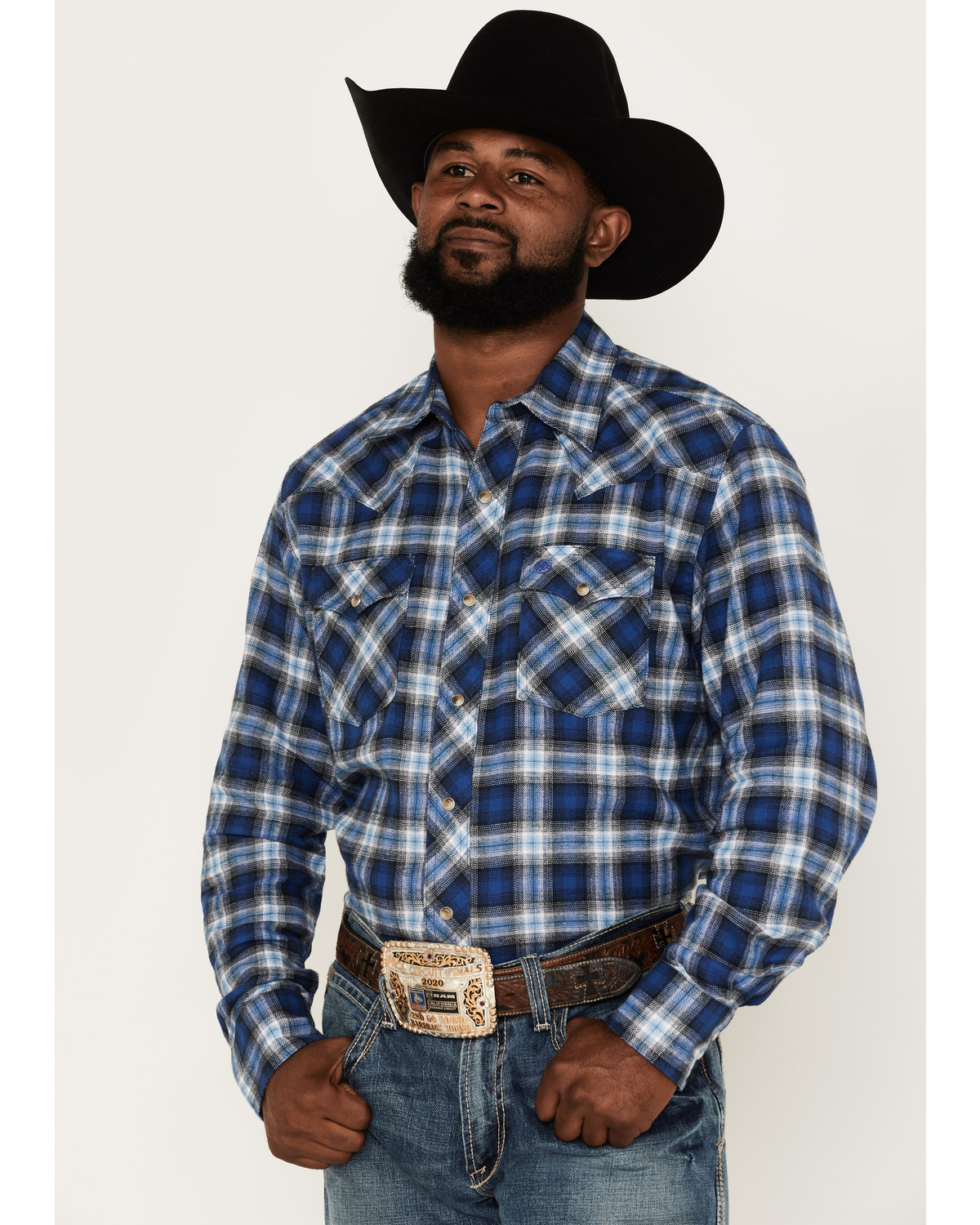 Wrangler Retro Men's Plaid Print Long Sleeve Snap Western Flannel Shirt