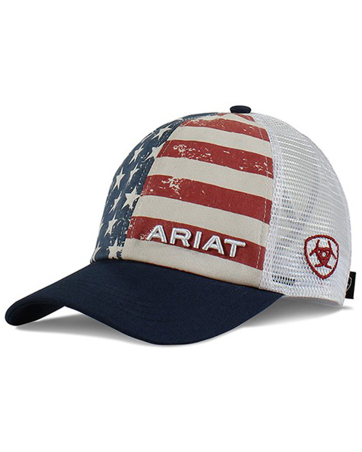 Ariat Women's Distressed USA Flag Ponytail Ball Cap
