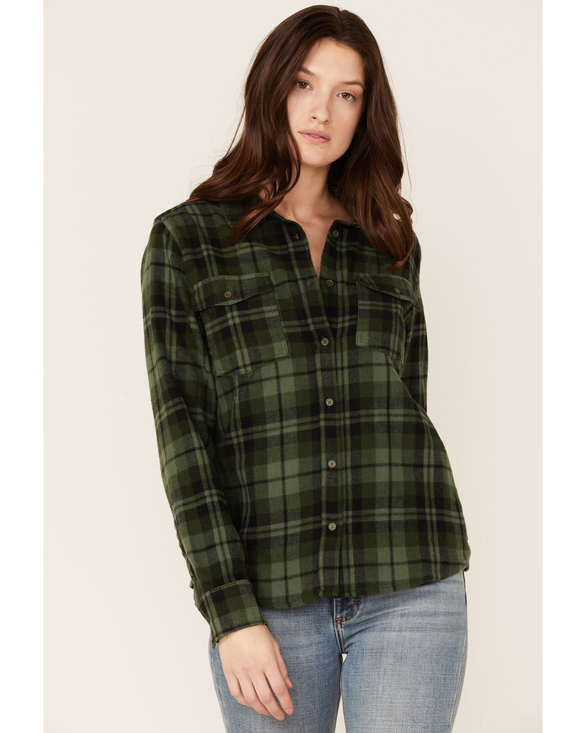 Olive green flannel shirt womens clearance