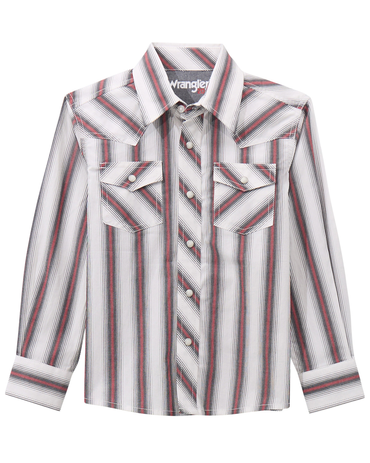Wrangler 20X Boys' Striped Long Sleeve Snap Stretch Western Shirt