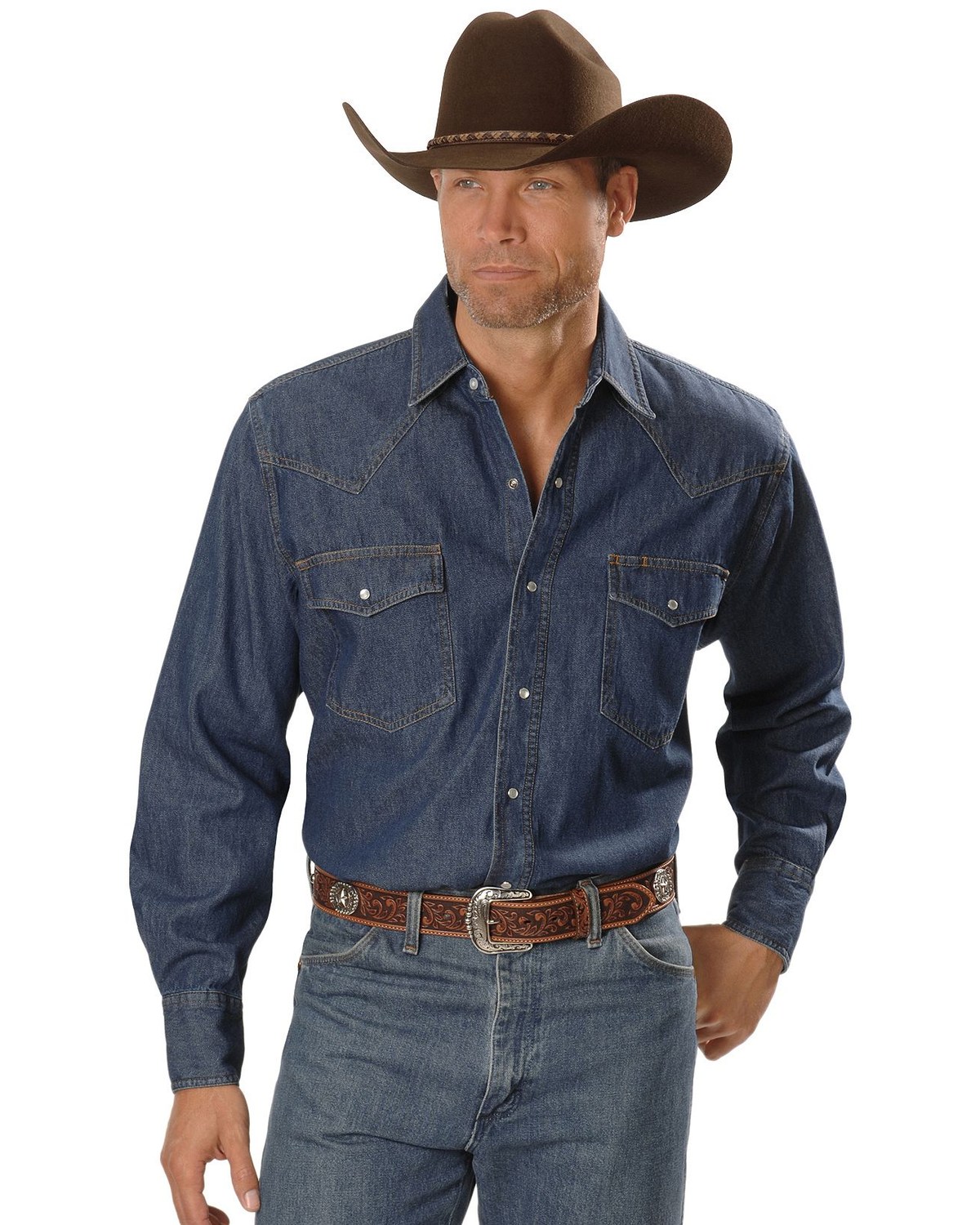 Ely Cattleman Men's Cotton Denim Long Sleeve Work Shirts | Boot Barn