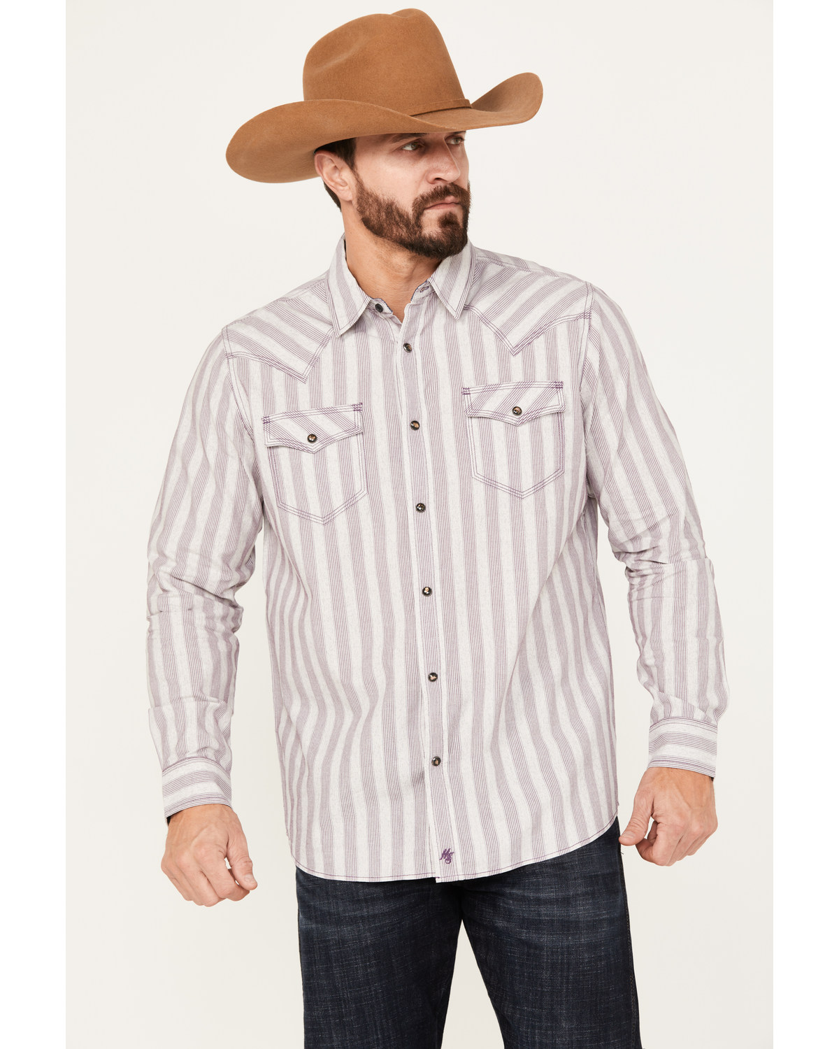 Moonshine Spirit Men's Cosmic Dobby Striped Long Sleeve Western Snap Shirt