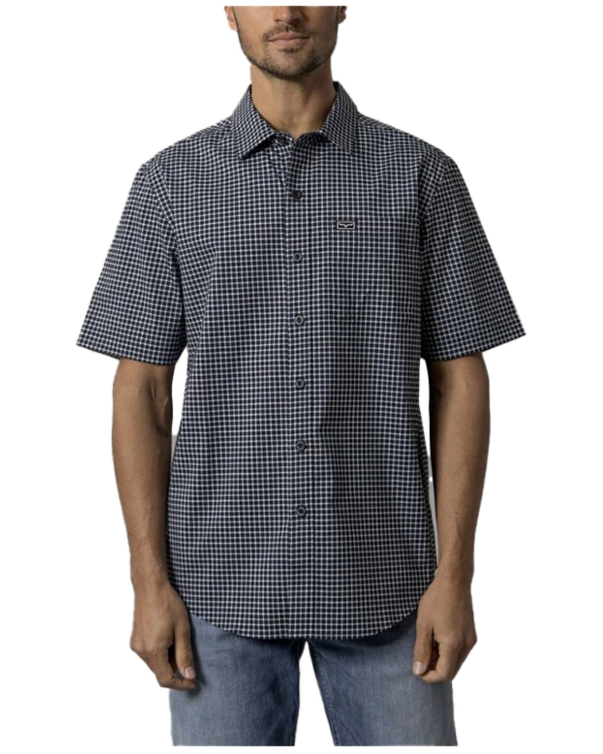 Kimes Ranch Men's MC Copper Plaid Print Short Sleeve Button-Down Stretch Performance Shirt