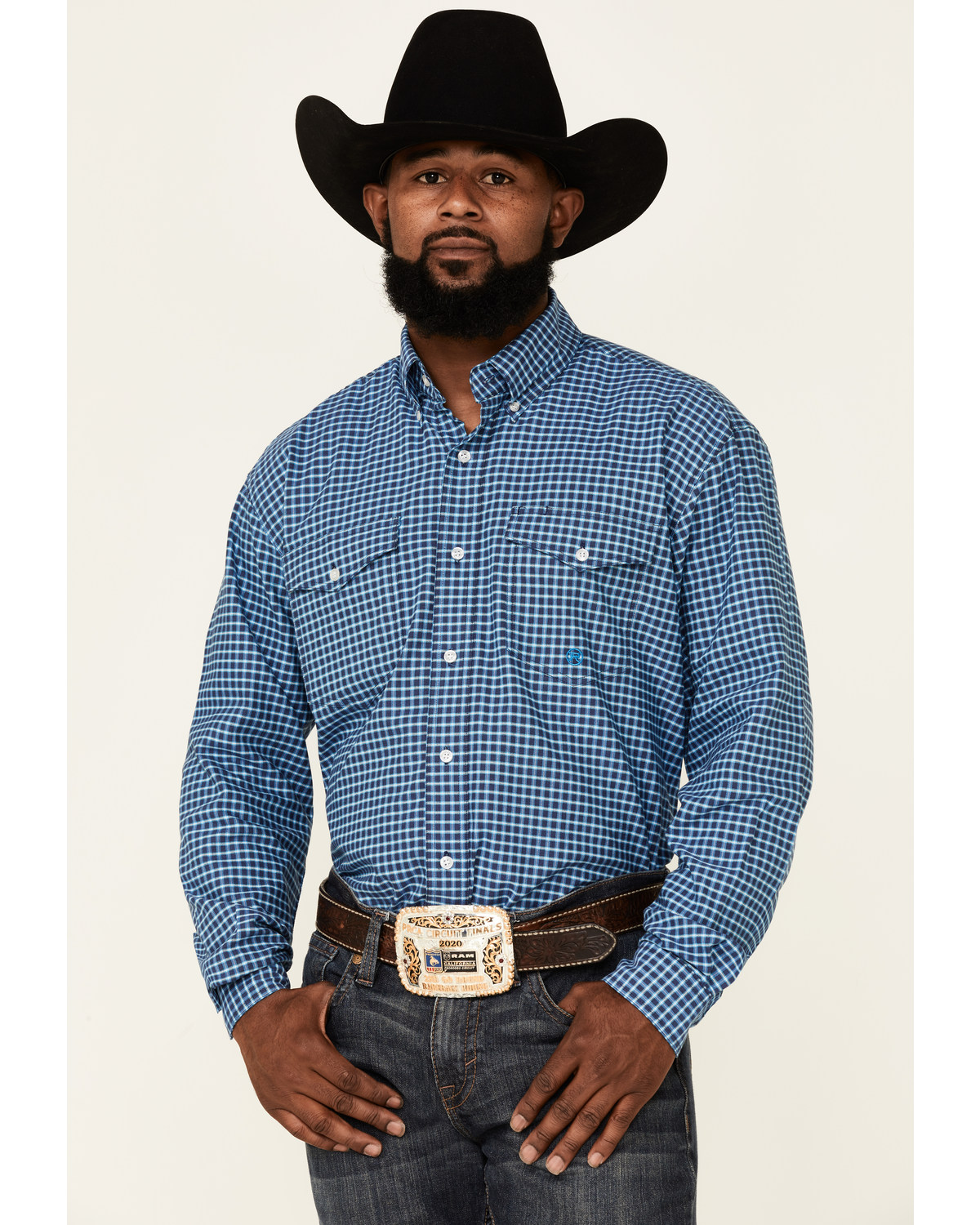 Roper Men's Check Plaid Print Long Sleeve Button Down Western Shirt