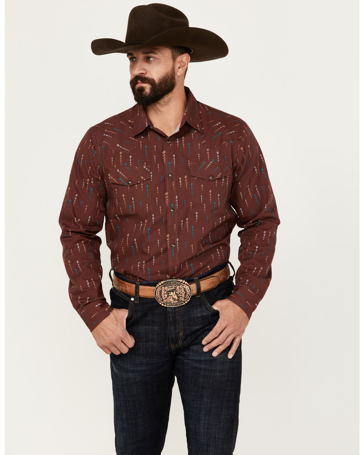 Gibson Trading Co Men's Lamp Shade Arrow Print Long Sleeve Snap Western Shirt