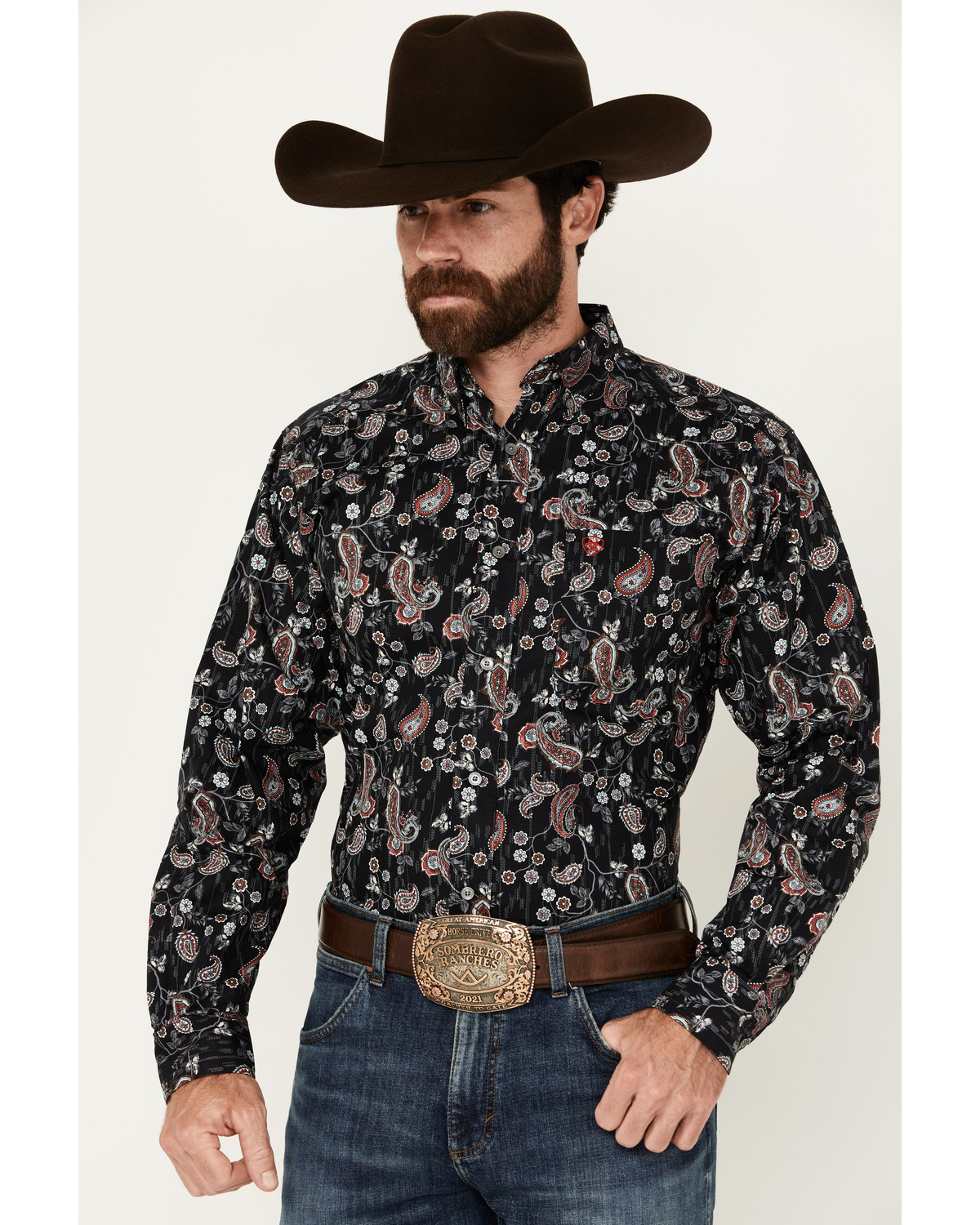 Ariat Men's Norward Paisley Print Long Sleeve Button-Down Western Shirt