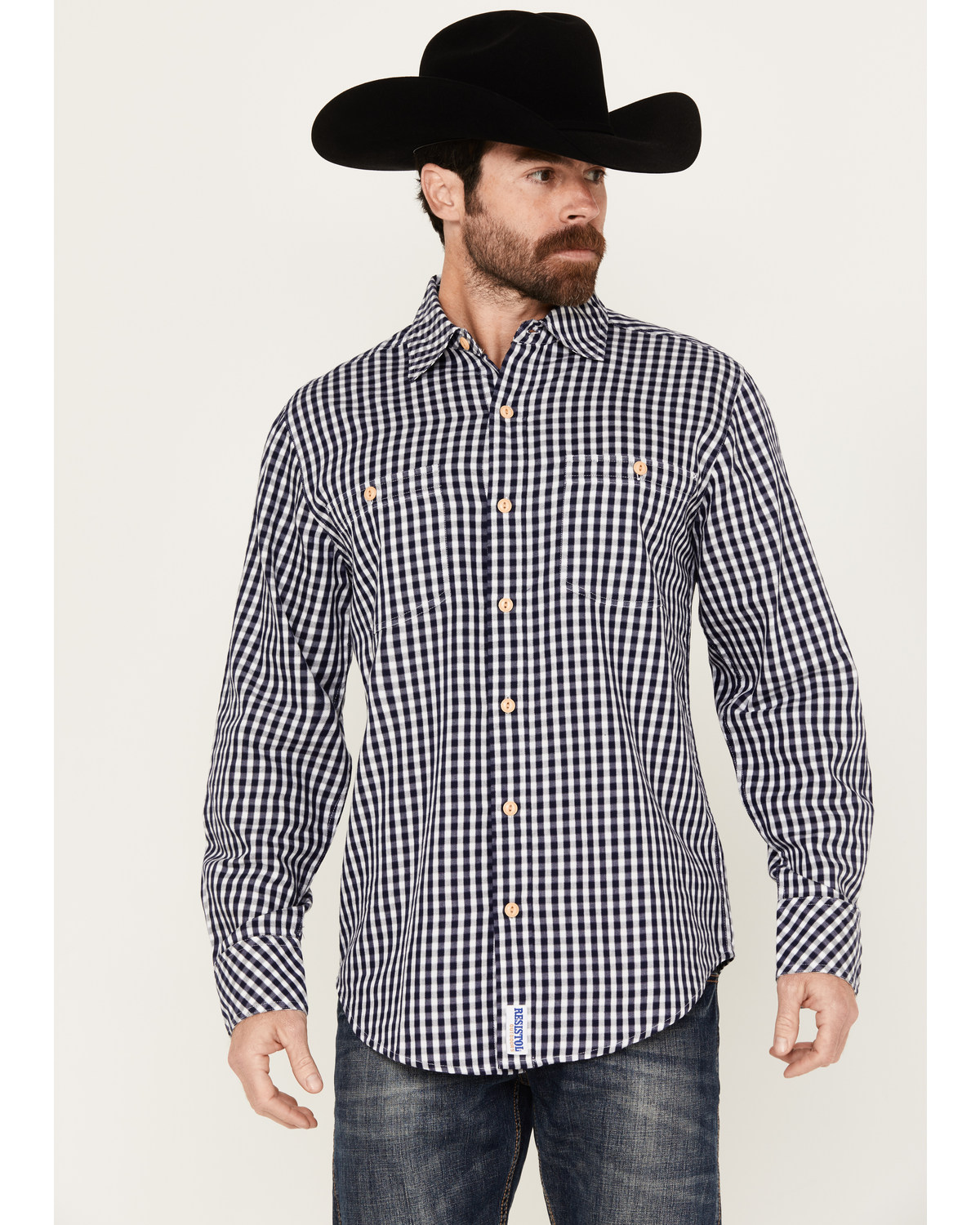 Resistol Men's Northway Checkered Print Long Sleeve Button-Down Western Shirt