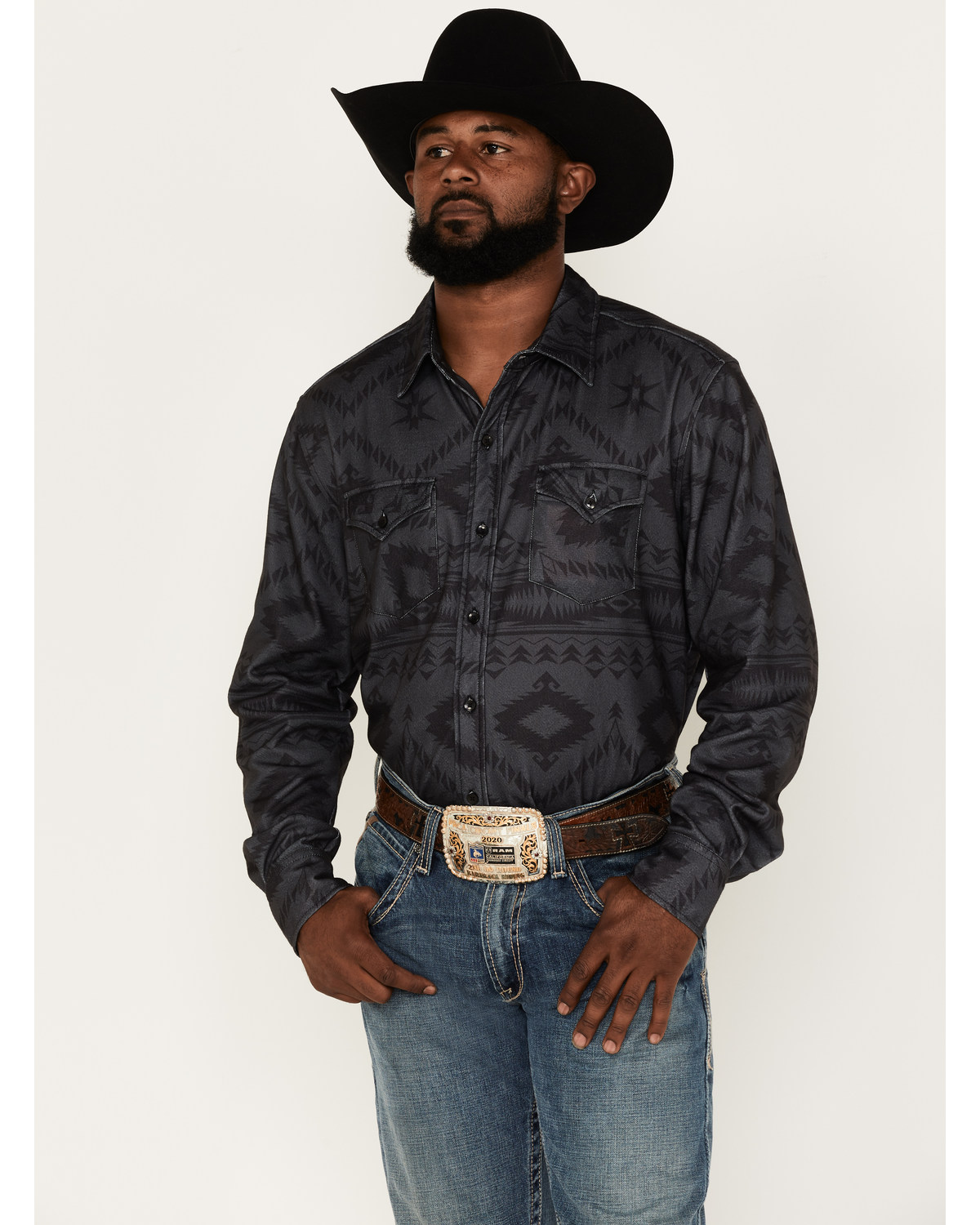 Rock & Roll Denim Men's Southwestern Long Sleeve Button Down Western Shirt