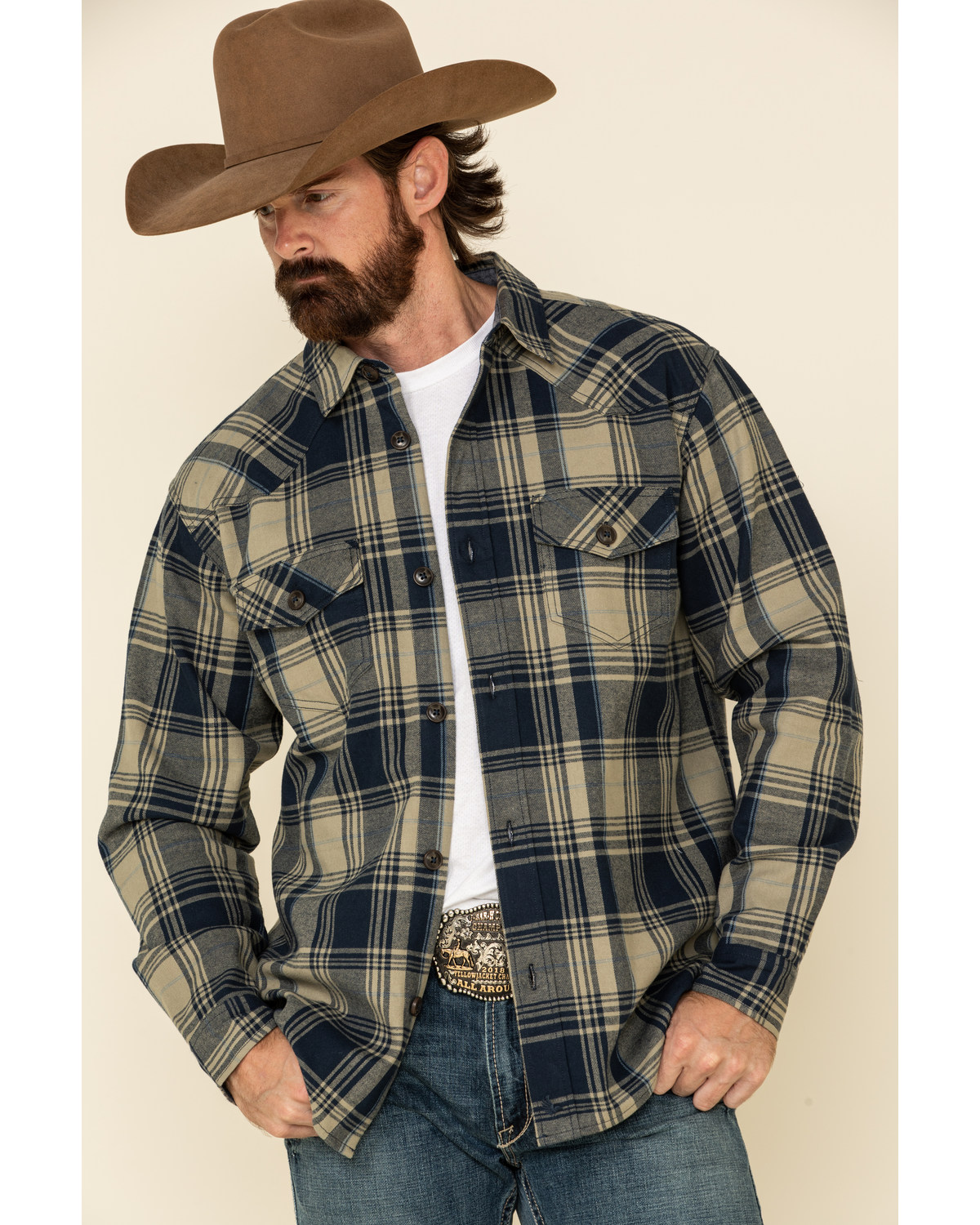 Cody James Men's Bogus Large Bonded Plaid Long Sleeve Western Flannel Shirt
