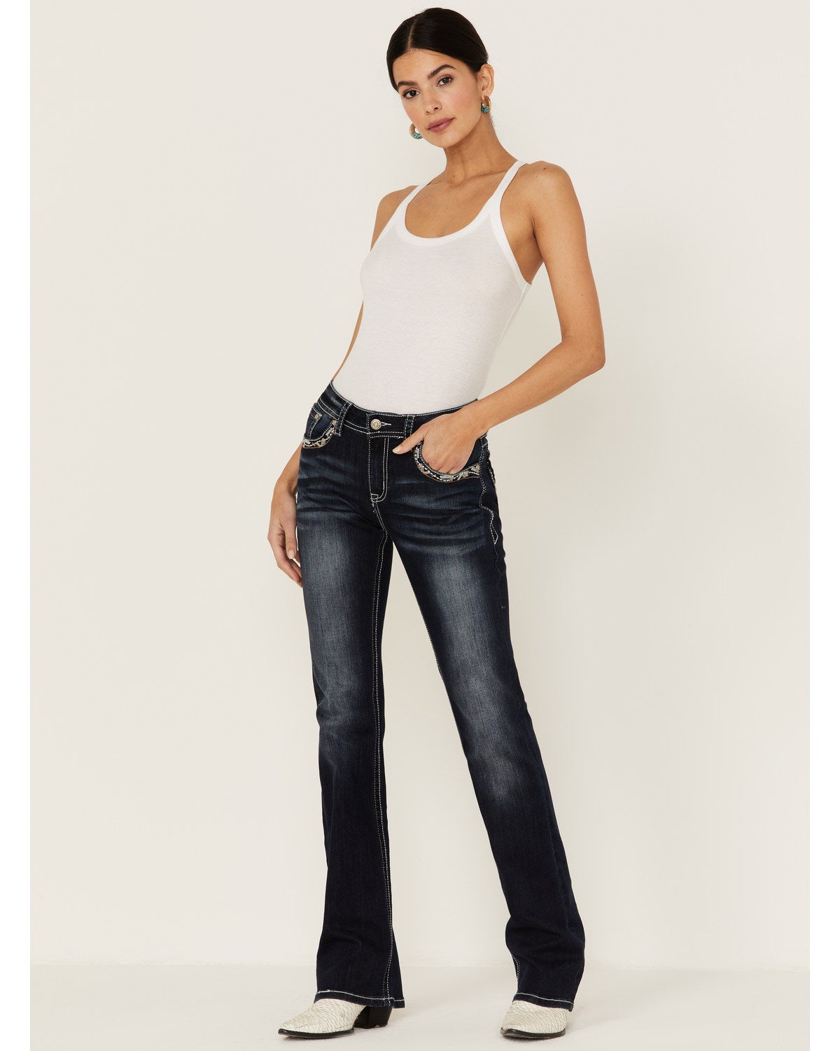 Grace in LA Women's Dark Wash Leopard 