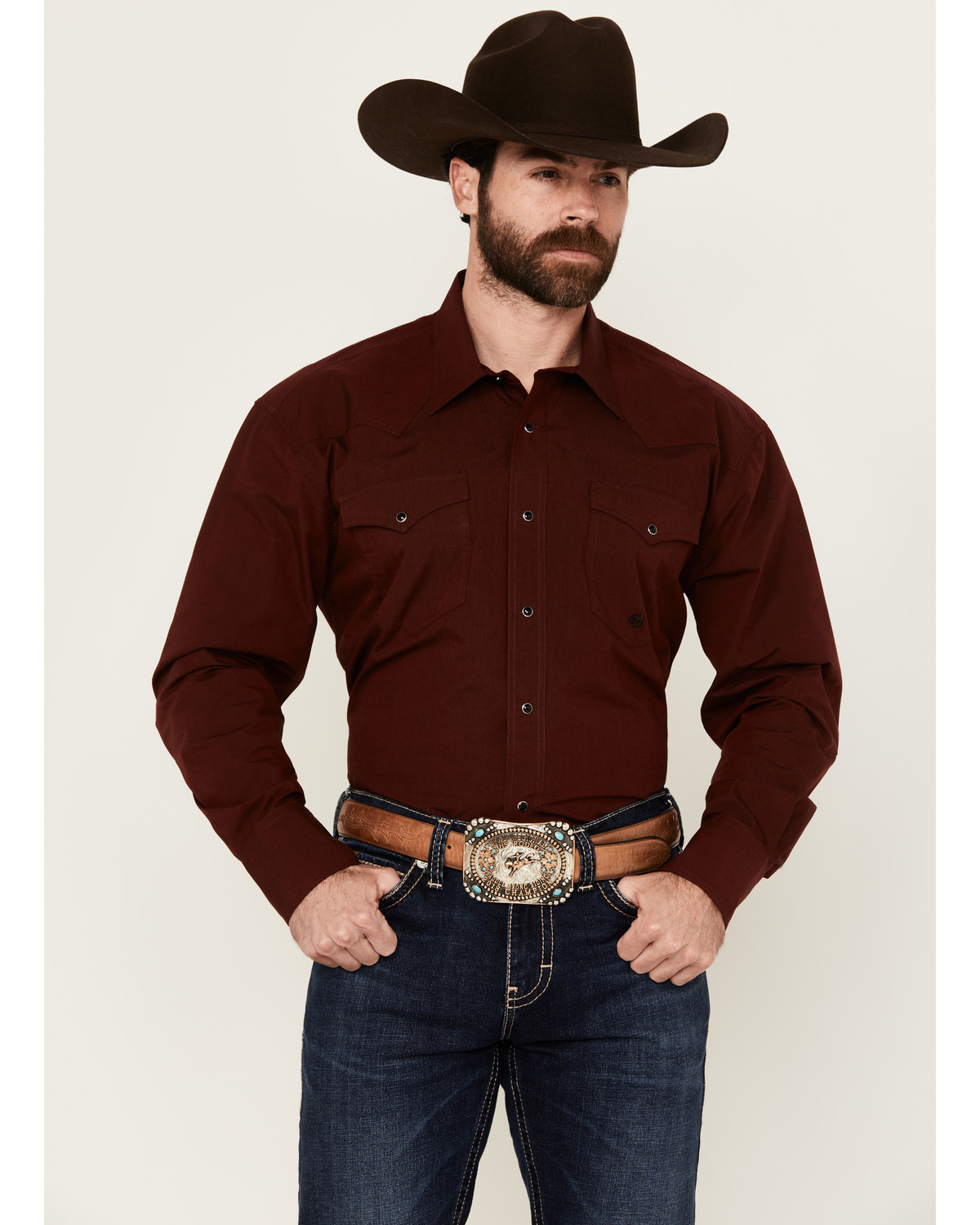 Roper Men's Amarillo Solid Long Sleeve Snap Western Shirt