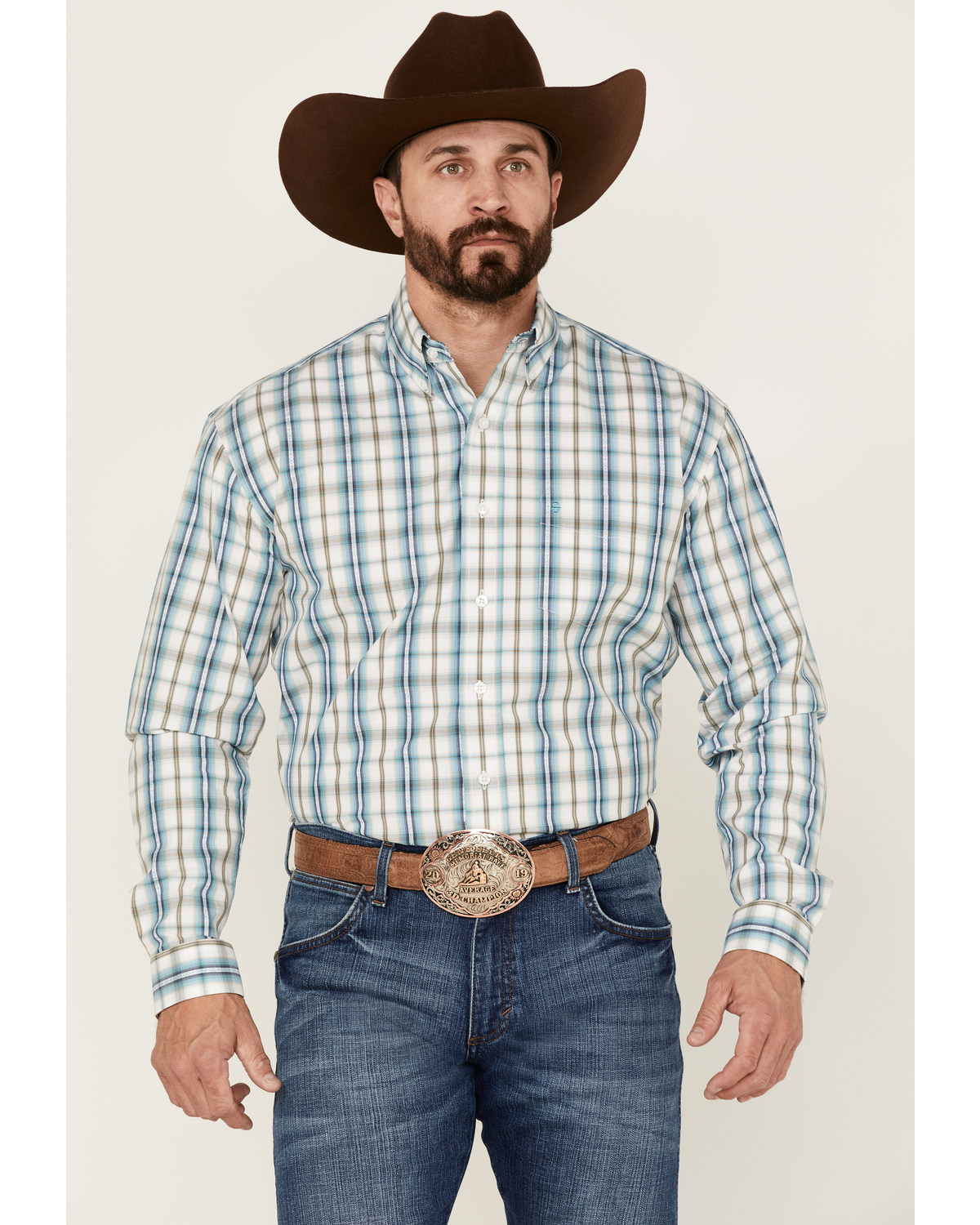Stetson Men's Vintage Plaid Long Sleeve Button-Down Western Shirt
