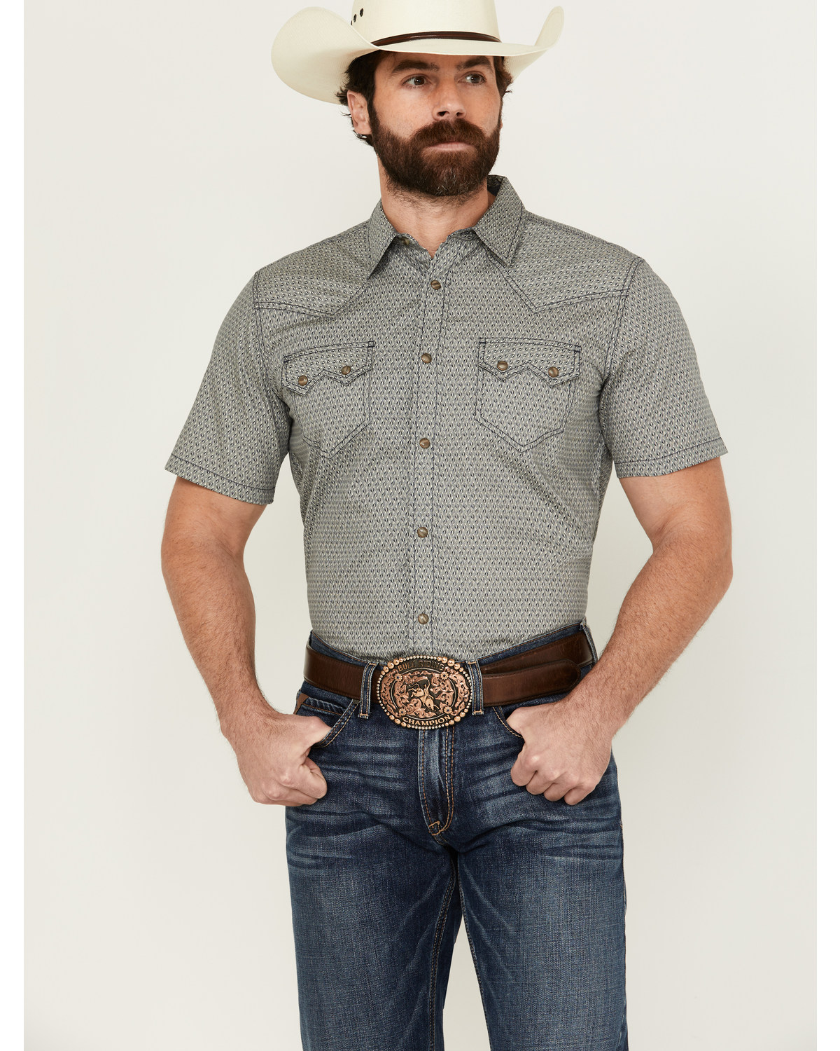 Cody James Men's Ziggy Geo Print Short Sleeve Snap Western Shirt