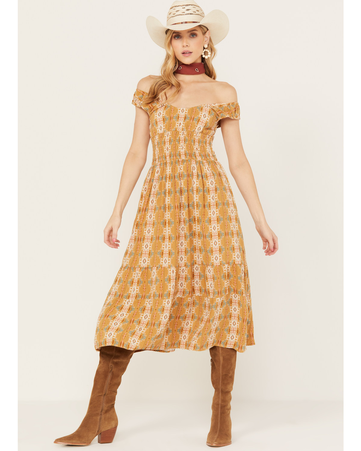 Rock & Roll Denim Women's Southwestern Print Maxi Dress