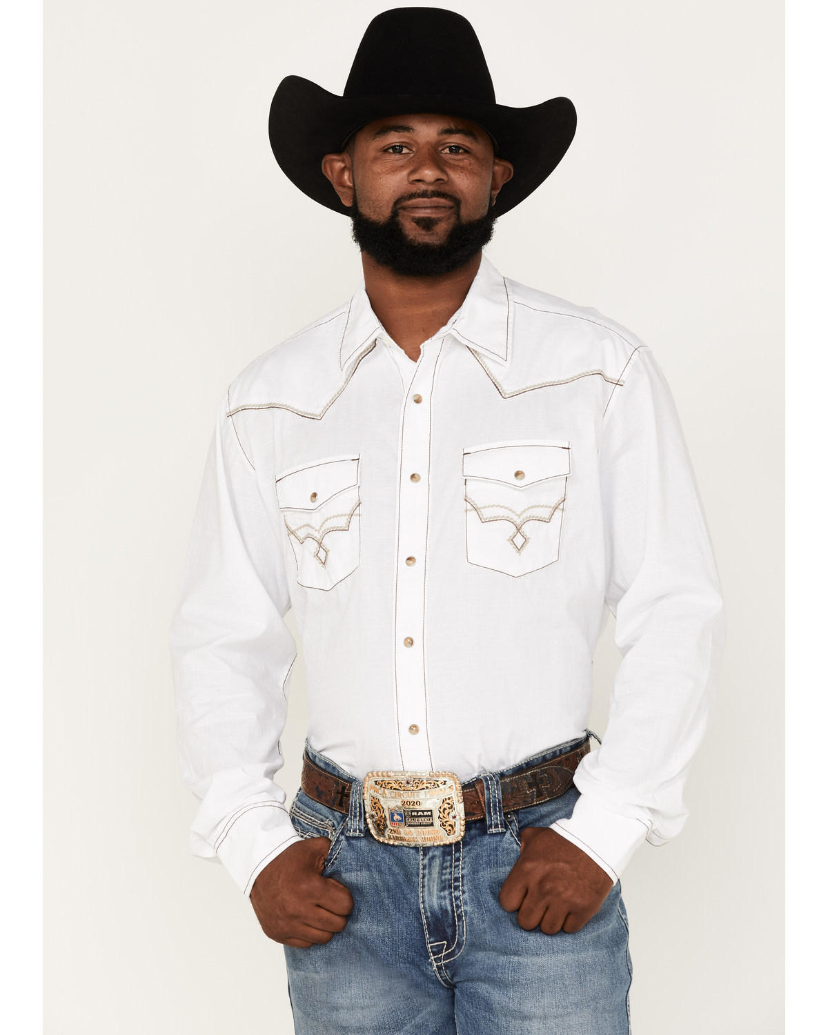 Rock 47 By Wrangler Men's Embroidered Long Sleeve Snap Western Shirt