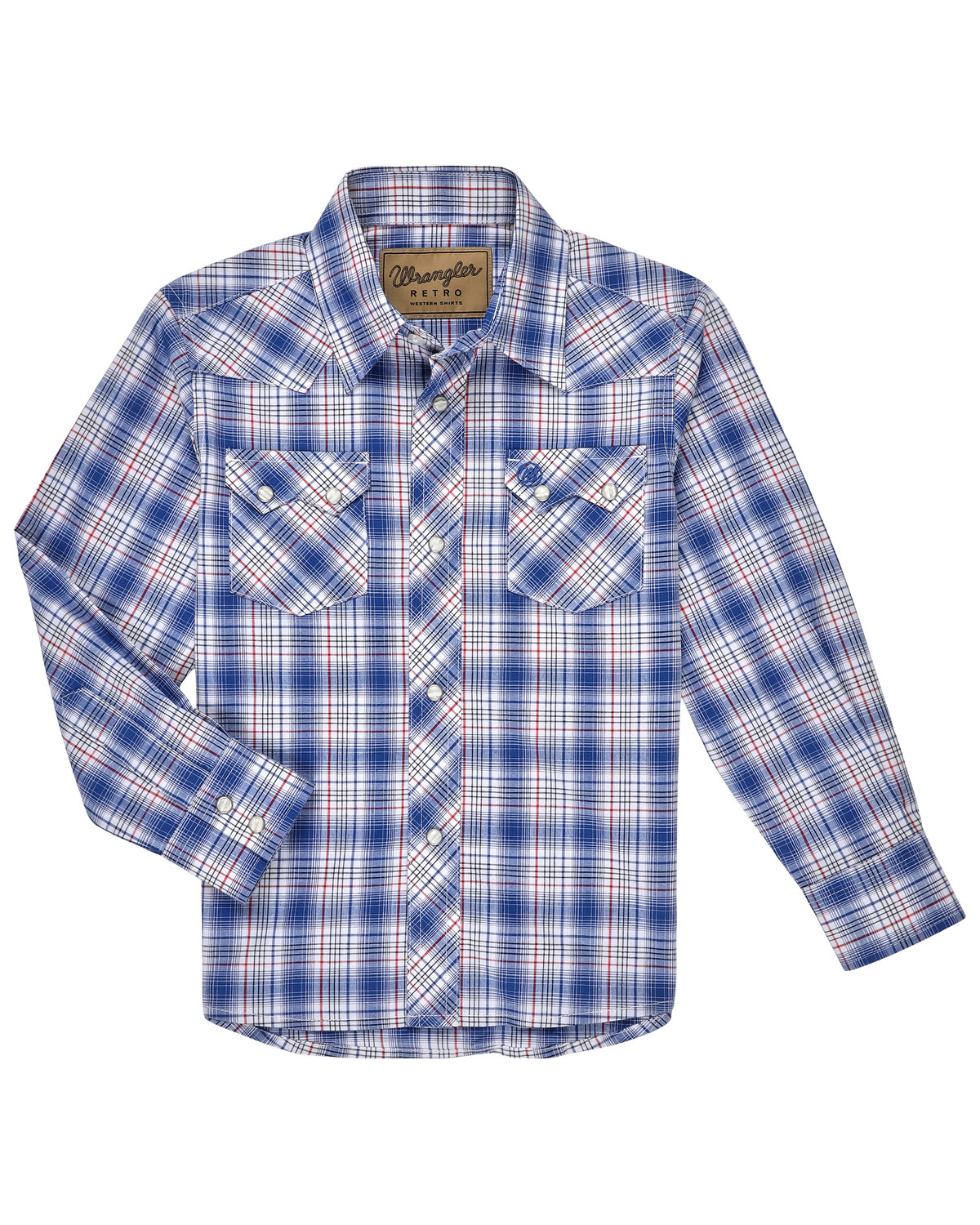 Wrangler Retro Boys' Plaid Print Long Sleeve Western Snap Shirt