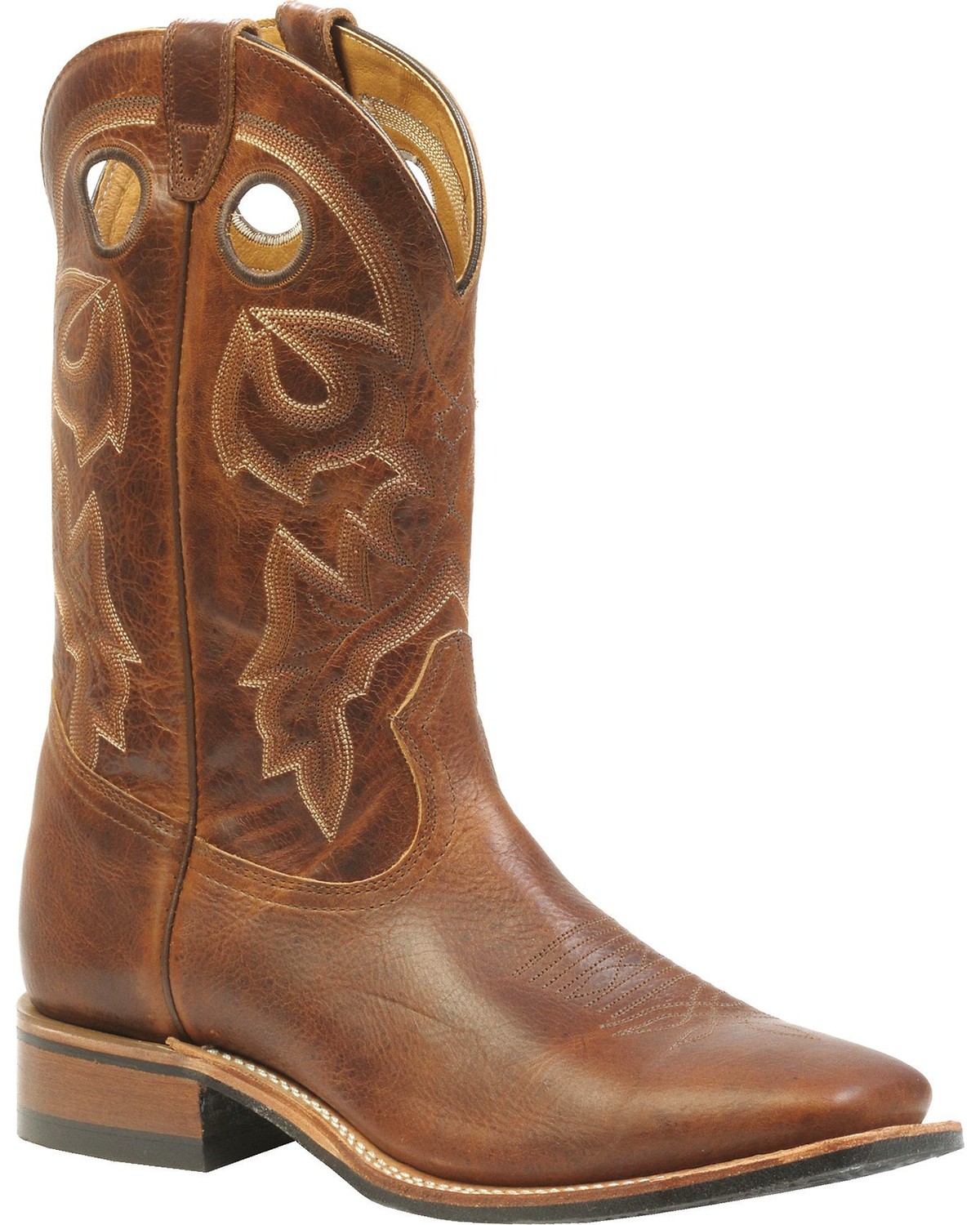Square toe leather sole cowboy boots
