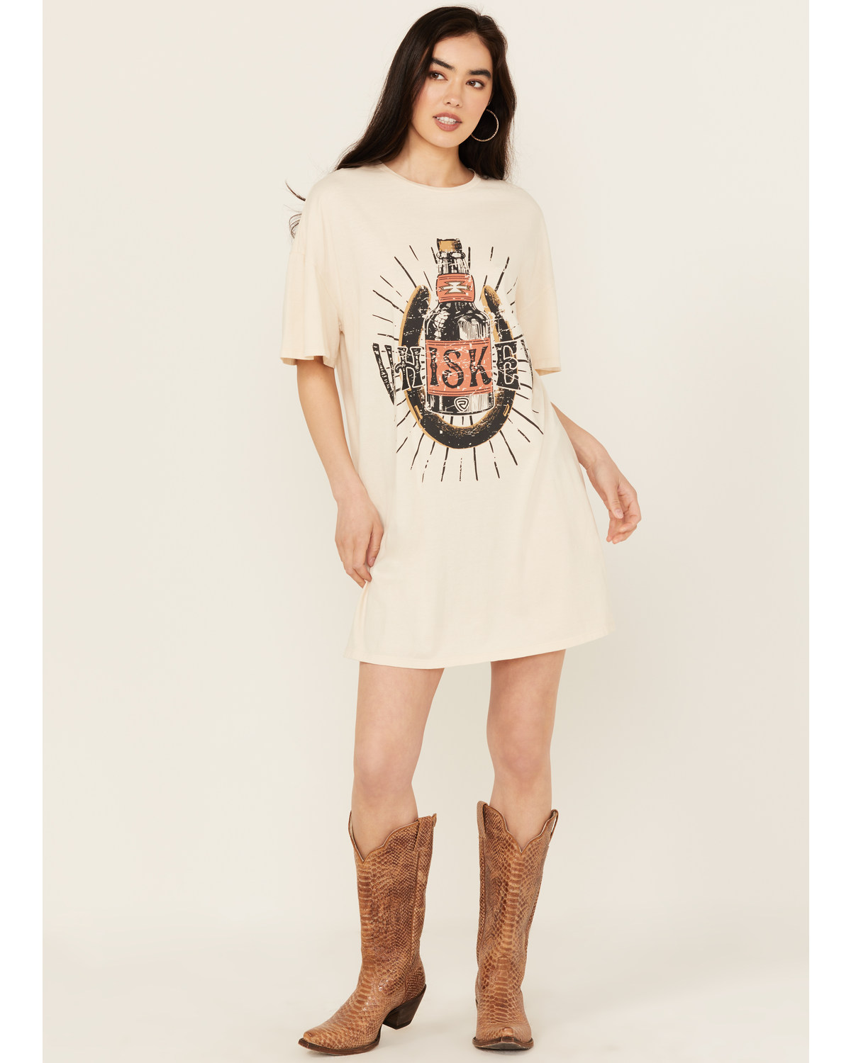 Rock & Roll Denim Women's Whiskey Graphic Short Sleeve T-Shirt Dress