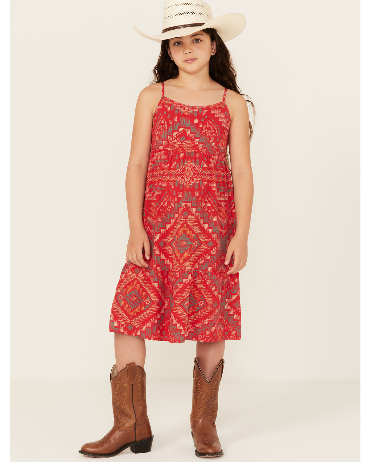 Wrangler Girls' Southwestern Print Sleeveless Maxi Dress