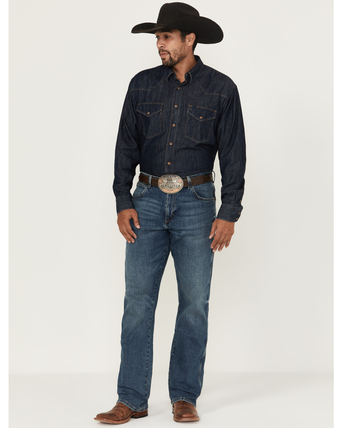 Wrangler Retro Men's Hanford Medium Wash Relaxed Fit Bootcut Stretch Denim Jeans