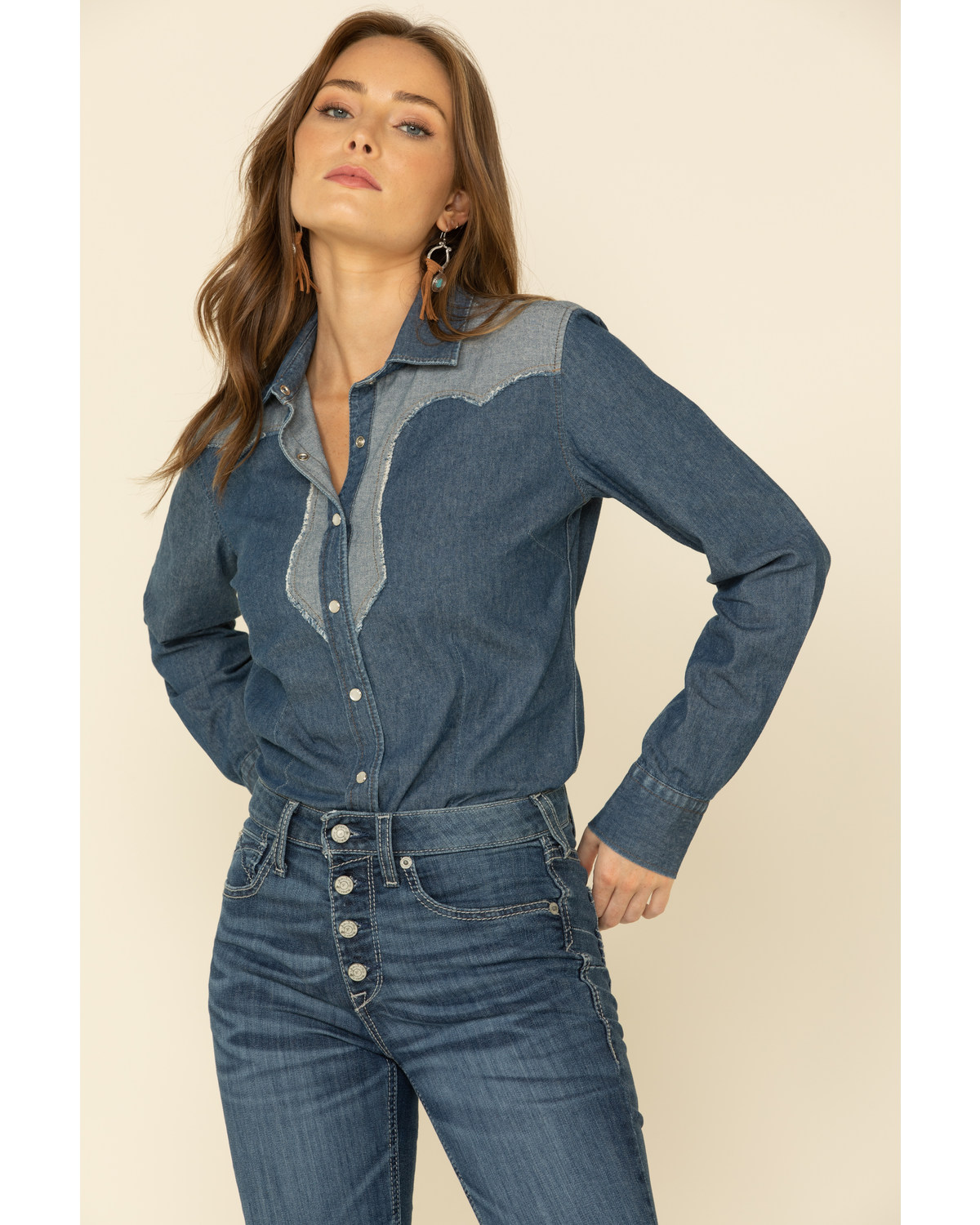 women's denim shirt with snaps