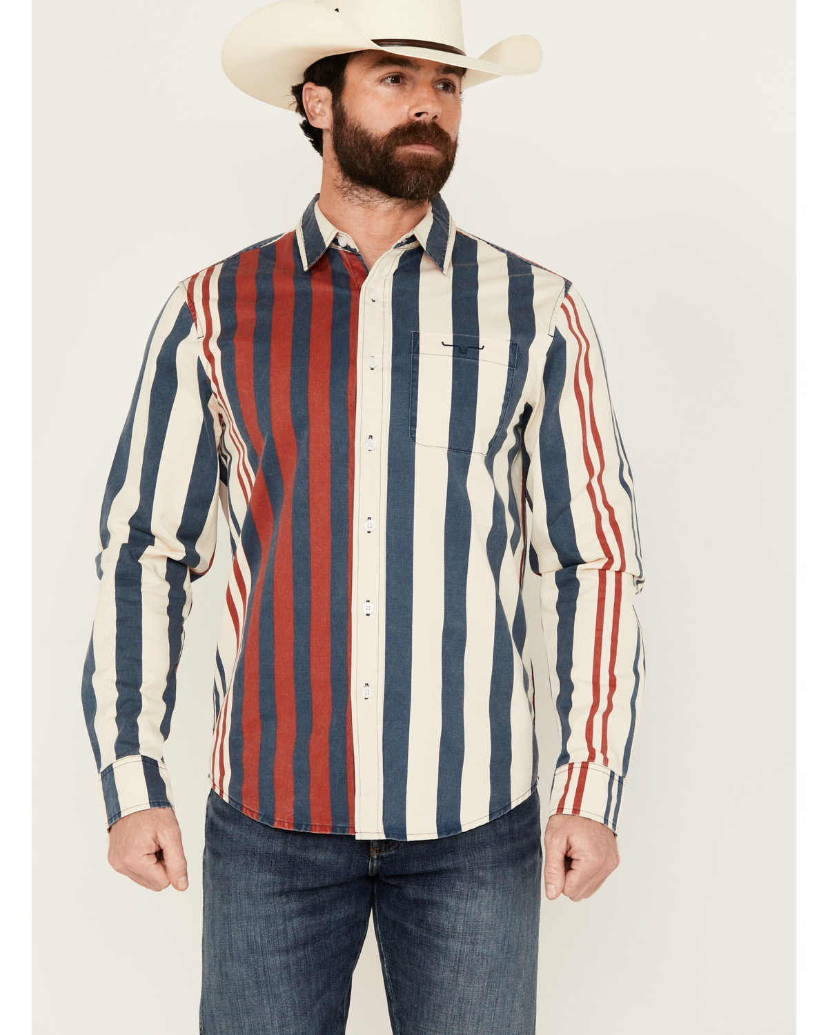 【激安通販オンラインショップ】 Kimes Ranch Button Sleeve Long Striped Serape 1992 Men's トップス