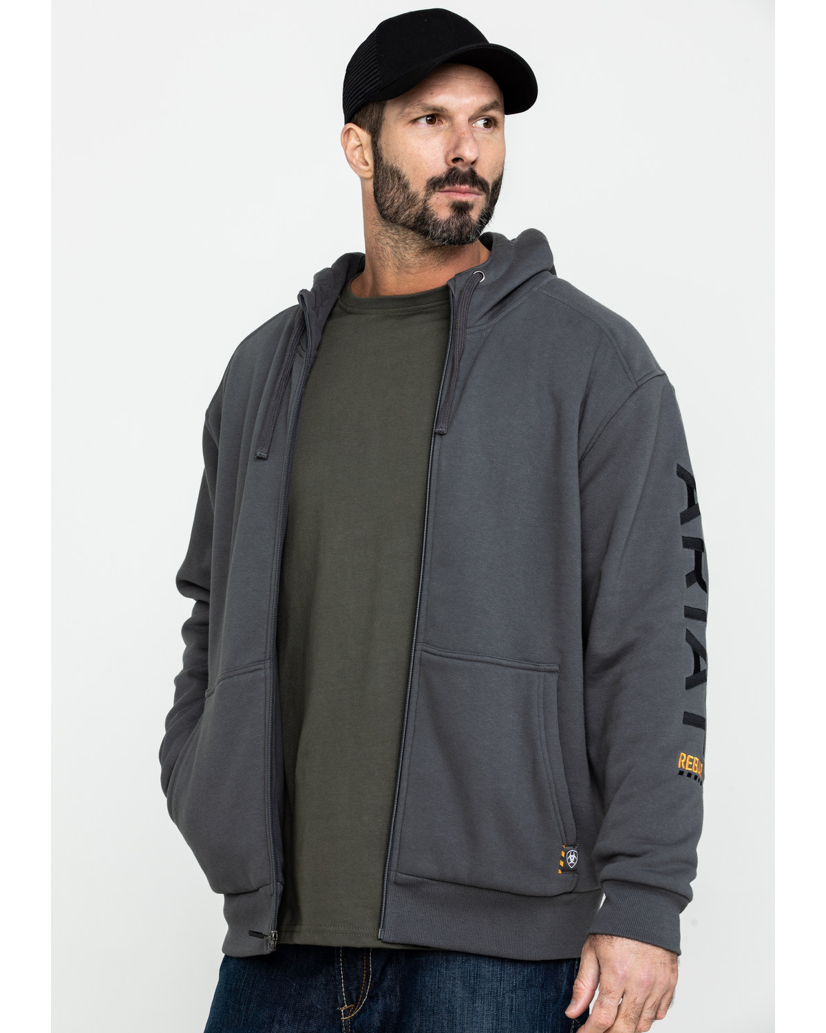 Ariat Men's Rebar All-Weather Full Zip Work Hooded Sweatshirt