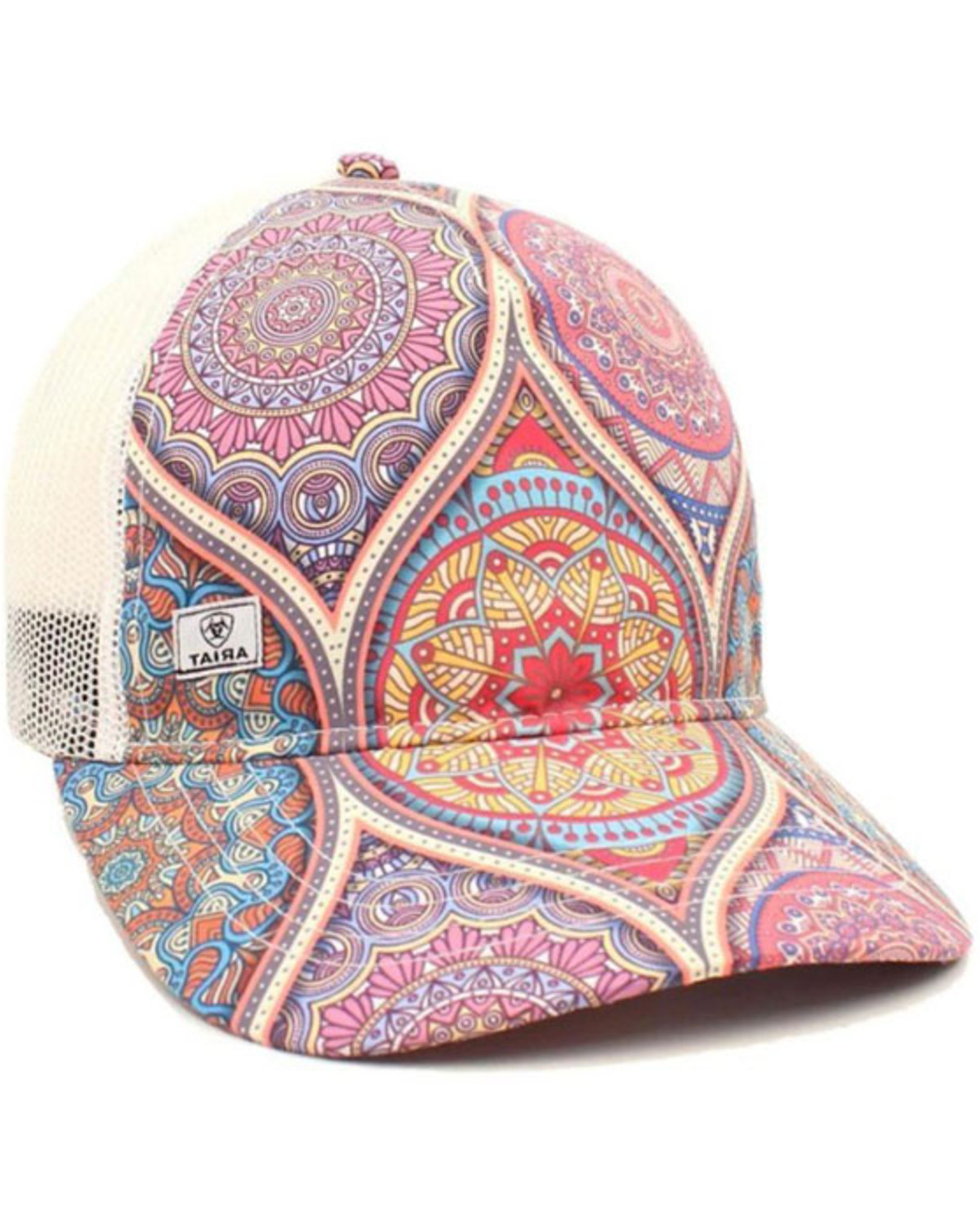 Ariat Women S Pink Stain Glass Print Mesh Ball Cap Boot Barn