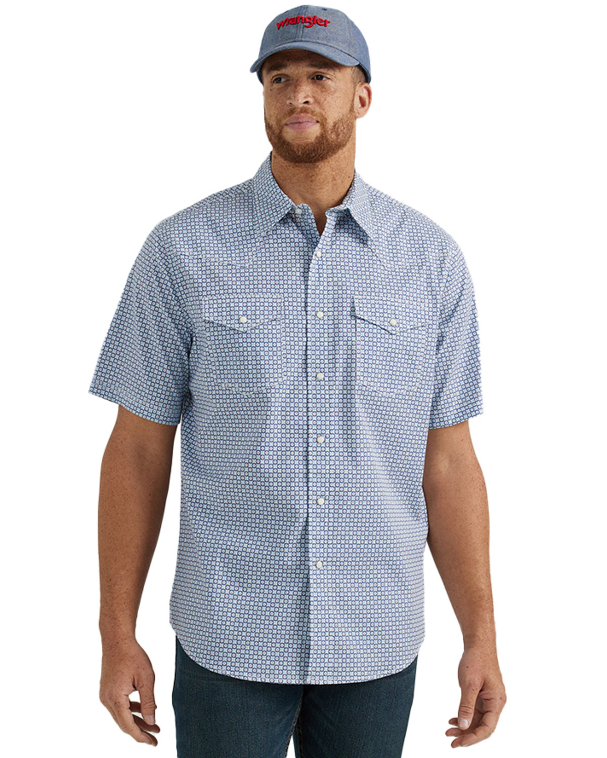 Wrangler 20X Men's Geo Print Short Sleeve Snap Stretch Western Shirt