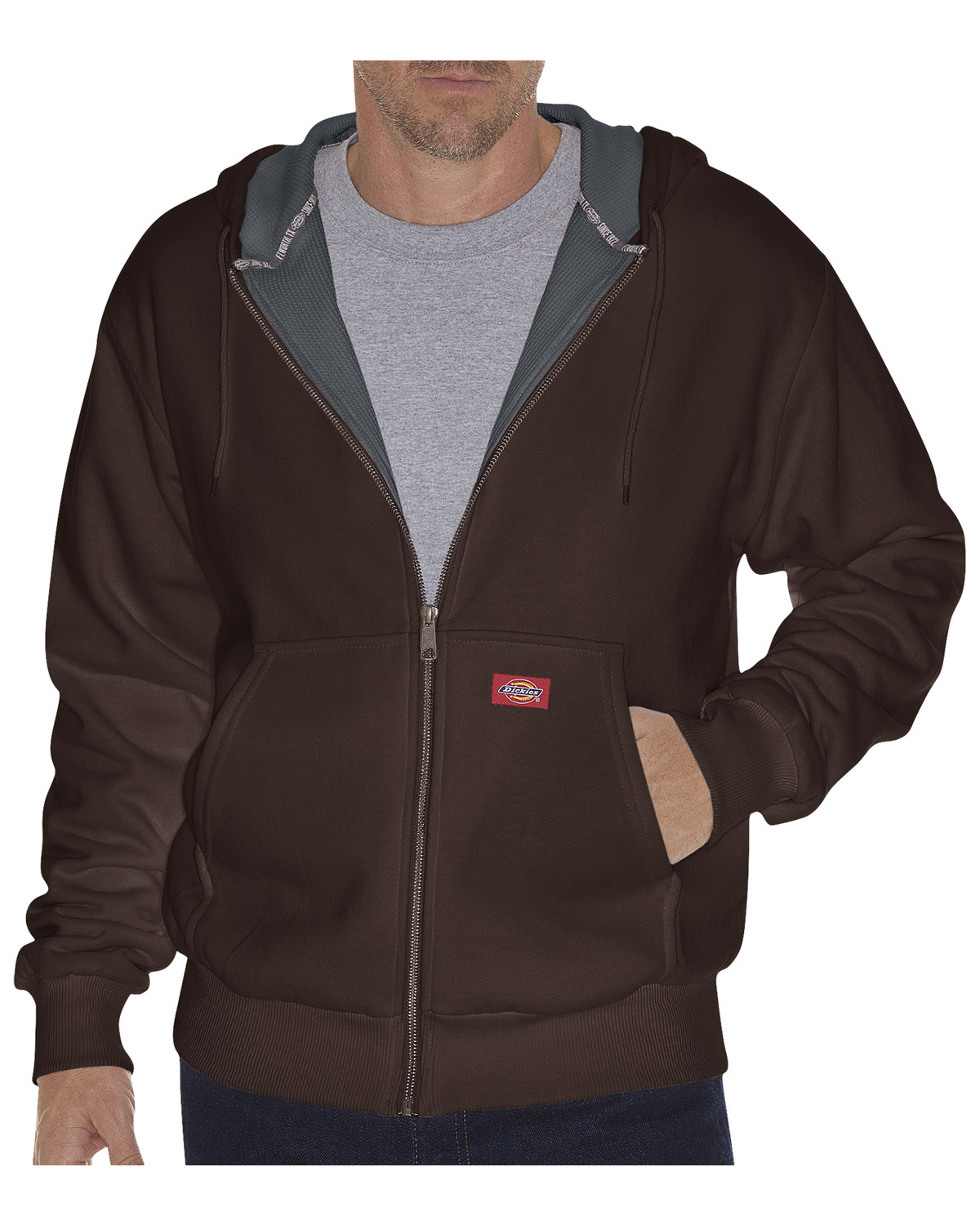 Dickies Men's Midweight Fleece Zip-Up Hooded Work Jacket
