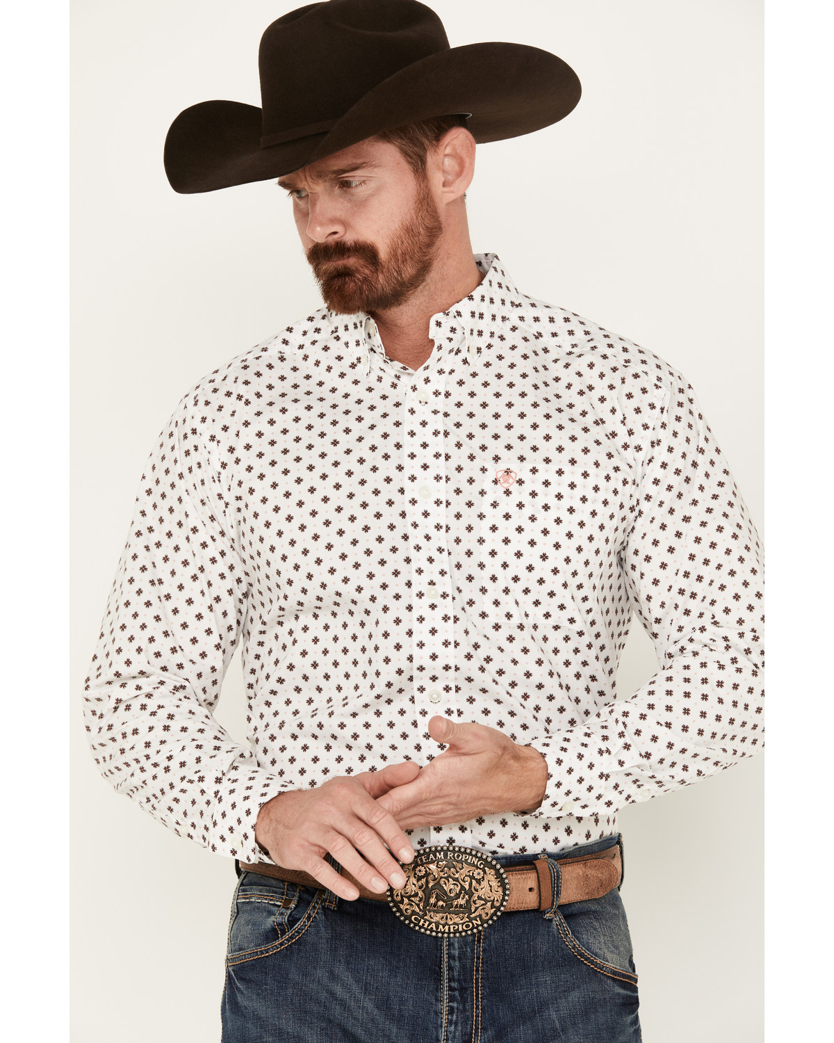 Ariat Men's Aiden Geo Print Classic Fit Long Sleeve Button-Down Western Shirt