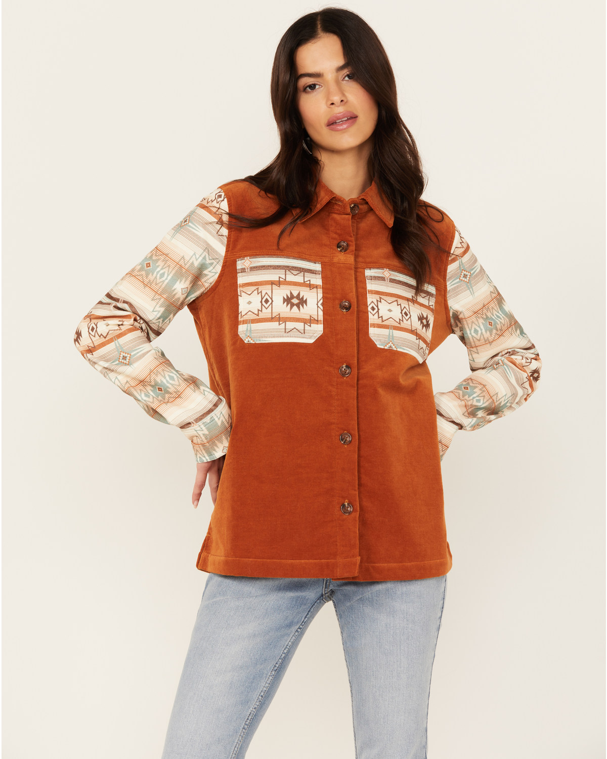 Shyanne Women's Printed Stretch Corduroy Shacket