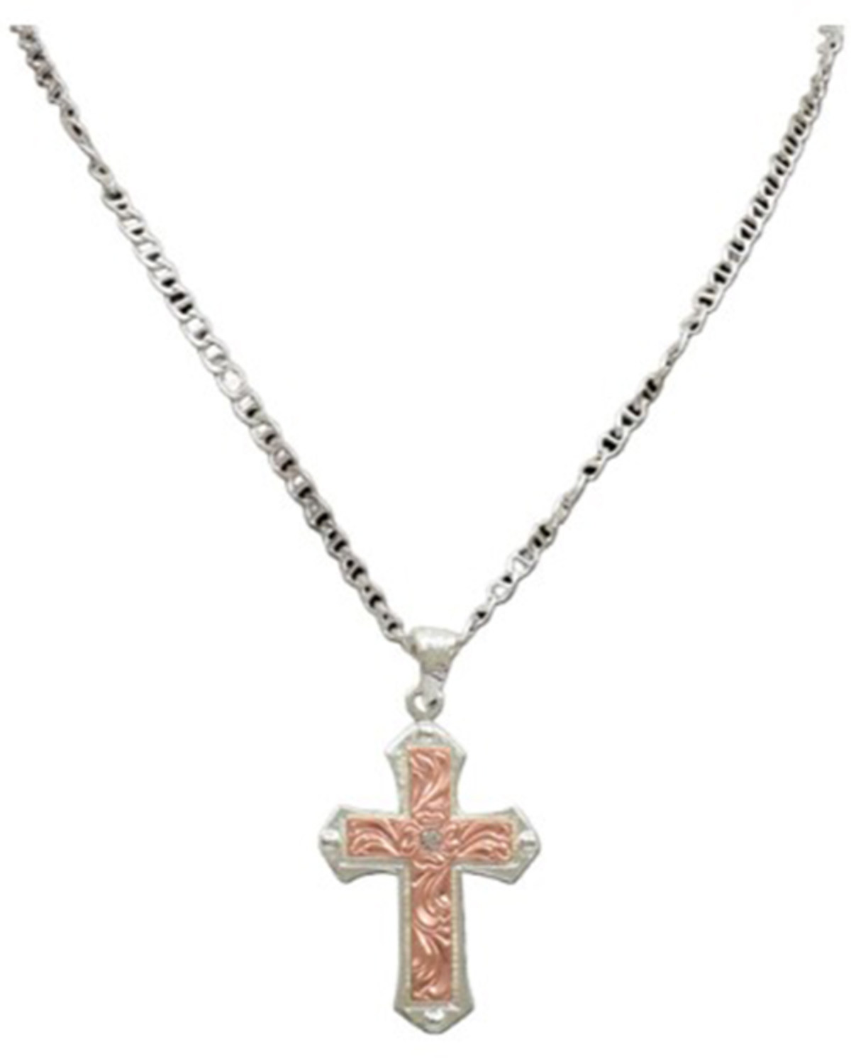 M & F Western Women's Silver & Copper Cross Necklace