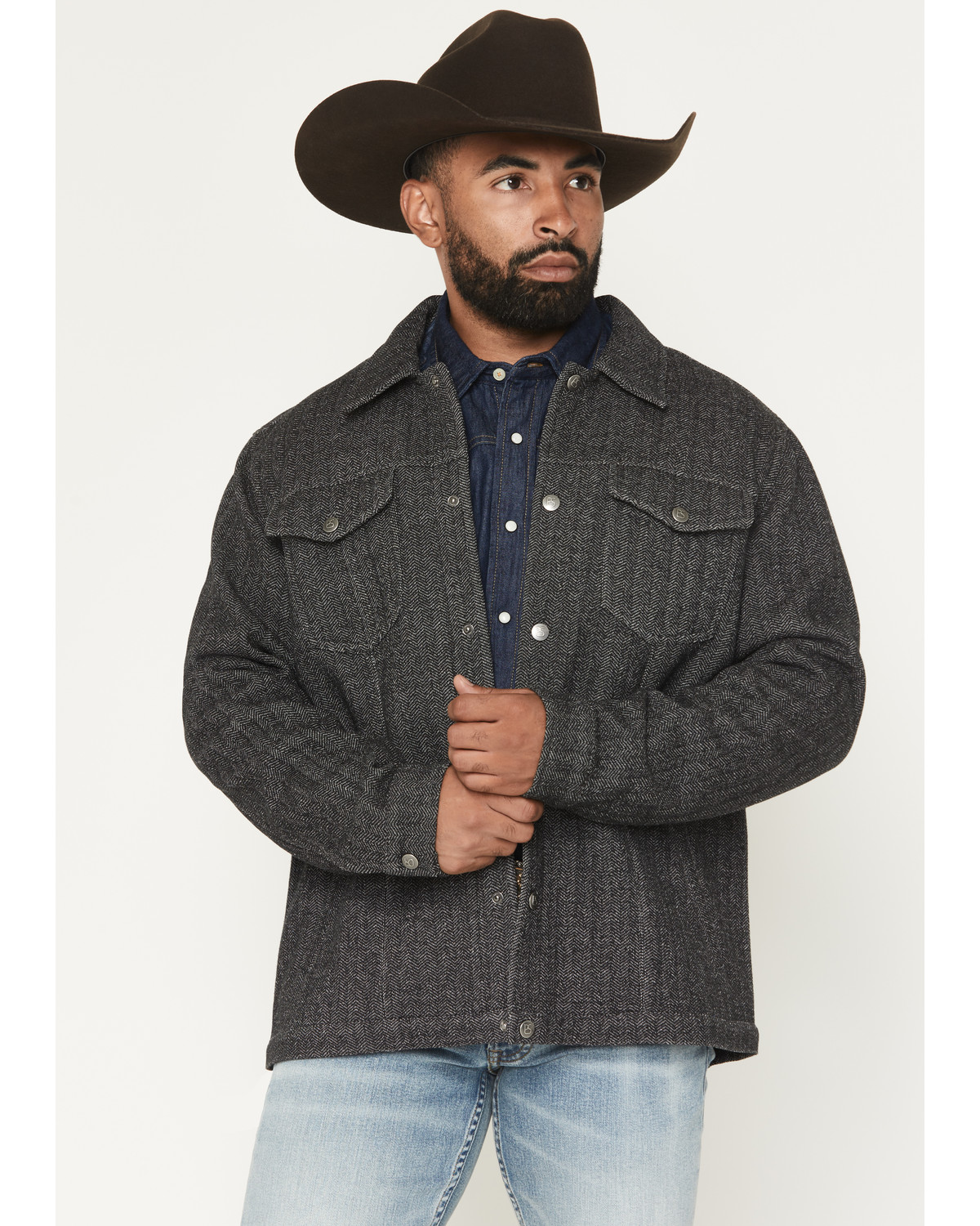 Panhandle Slim Men's Gambler Herringbone Fleece Lined Snap Jacket