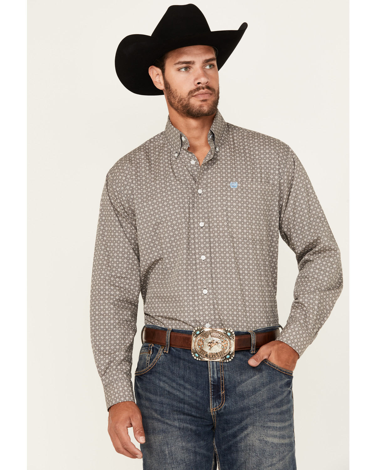 Cinch Men's Geo Print Long Sleeve Button-Down Western Shirt