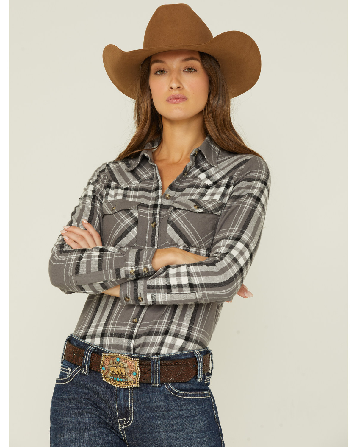 Womens western flannel shirts clearance